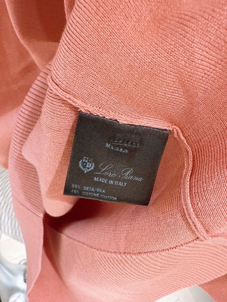 Loro Piana LORO PIANA Orange pink silk knit short sleeves Size L / US 10 / IT 46 - 8 Thumbnail
