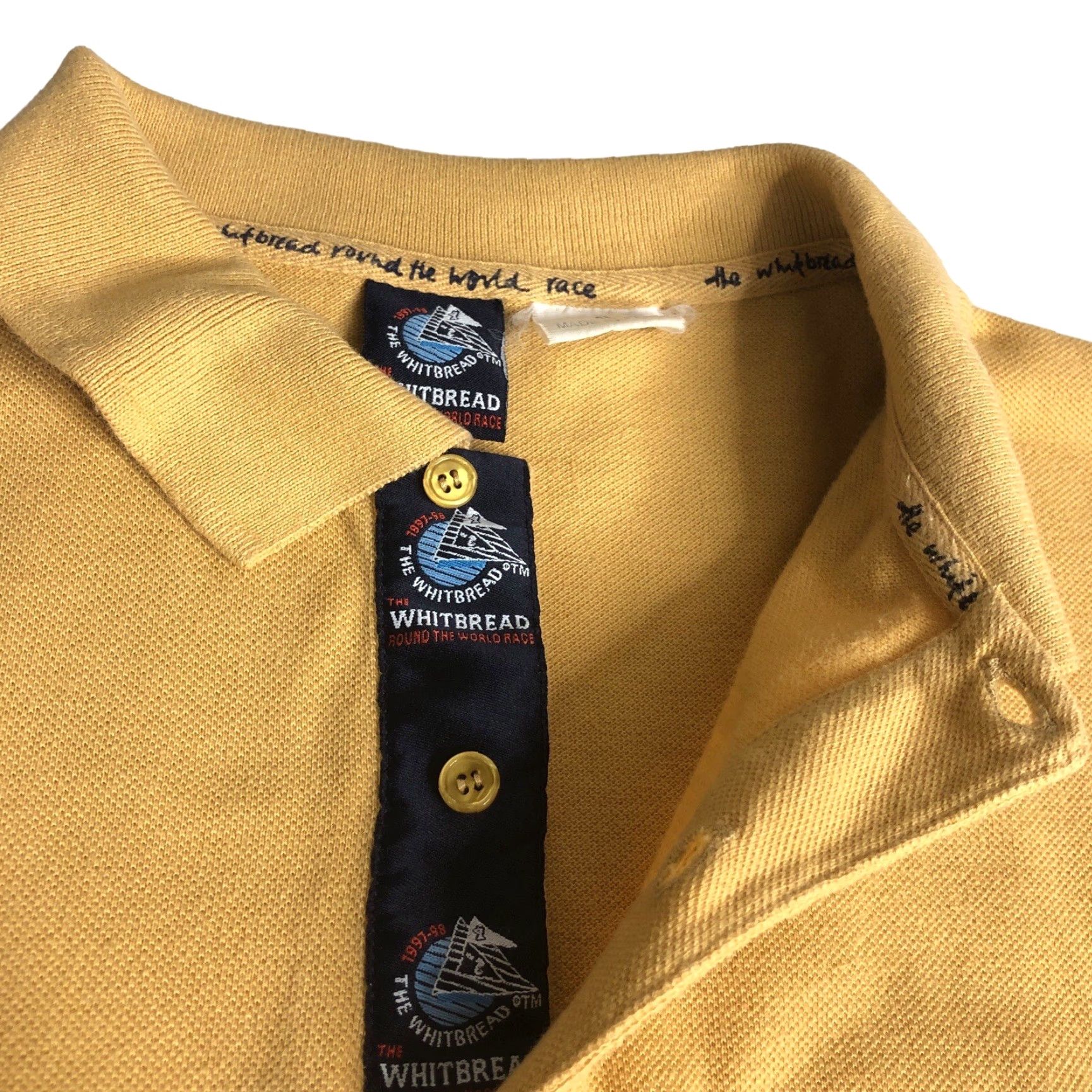 VINTAGE The Whitbread Polo Shirt Men XL Yellow 90s Nautical Yacht