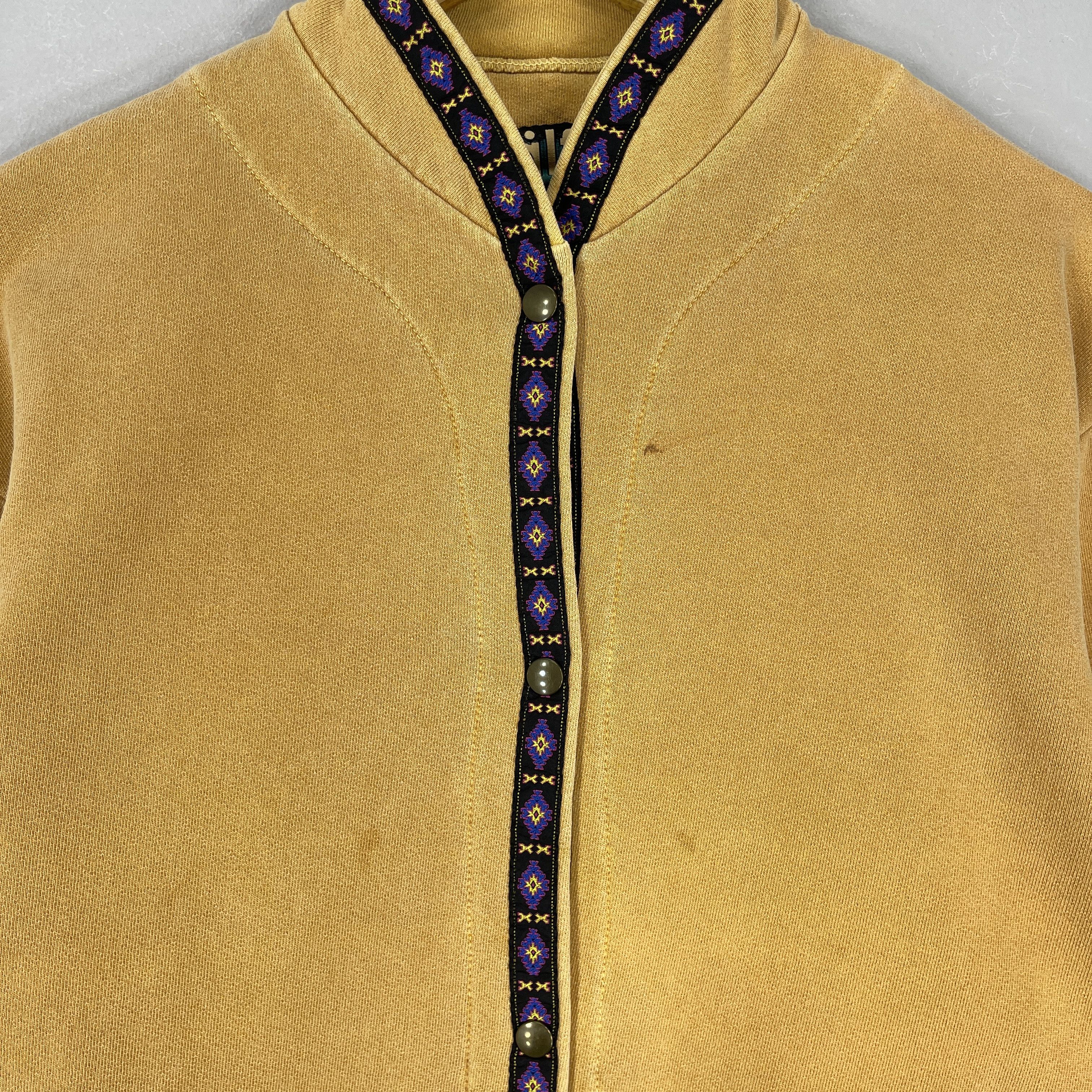 Vintage ALF Tyrolean Tape Snap Button Distressed Sweater