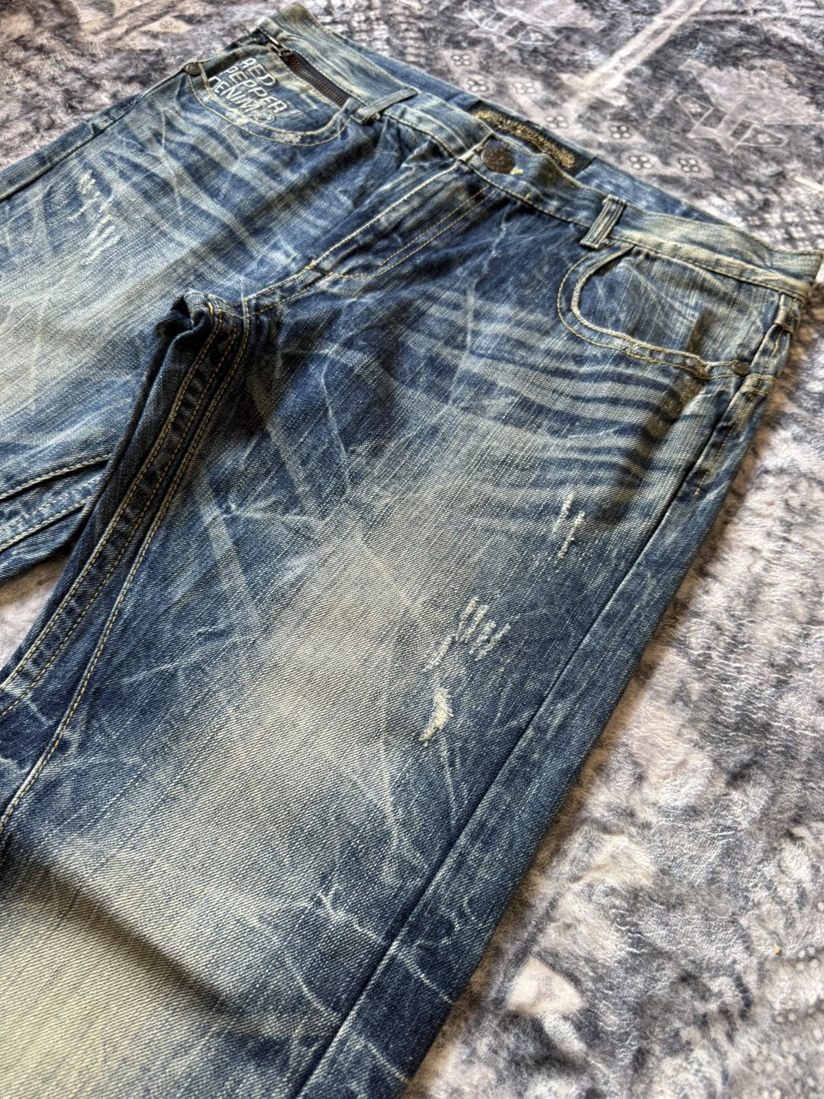 If Six Was Nine Red Peper Japan Faded Wrinkle Wash Flared Wide Leg Jeans Size US 36 / EU 52 - 4 Thumbnail