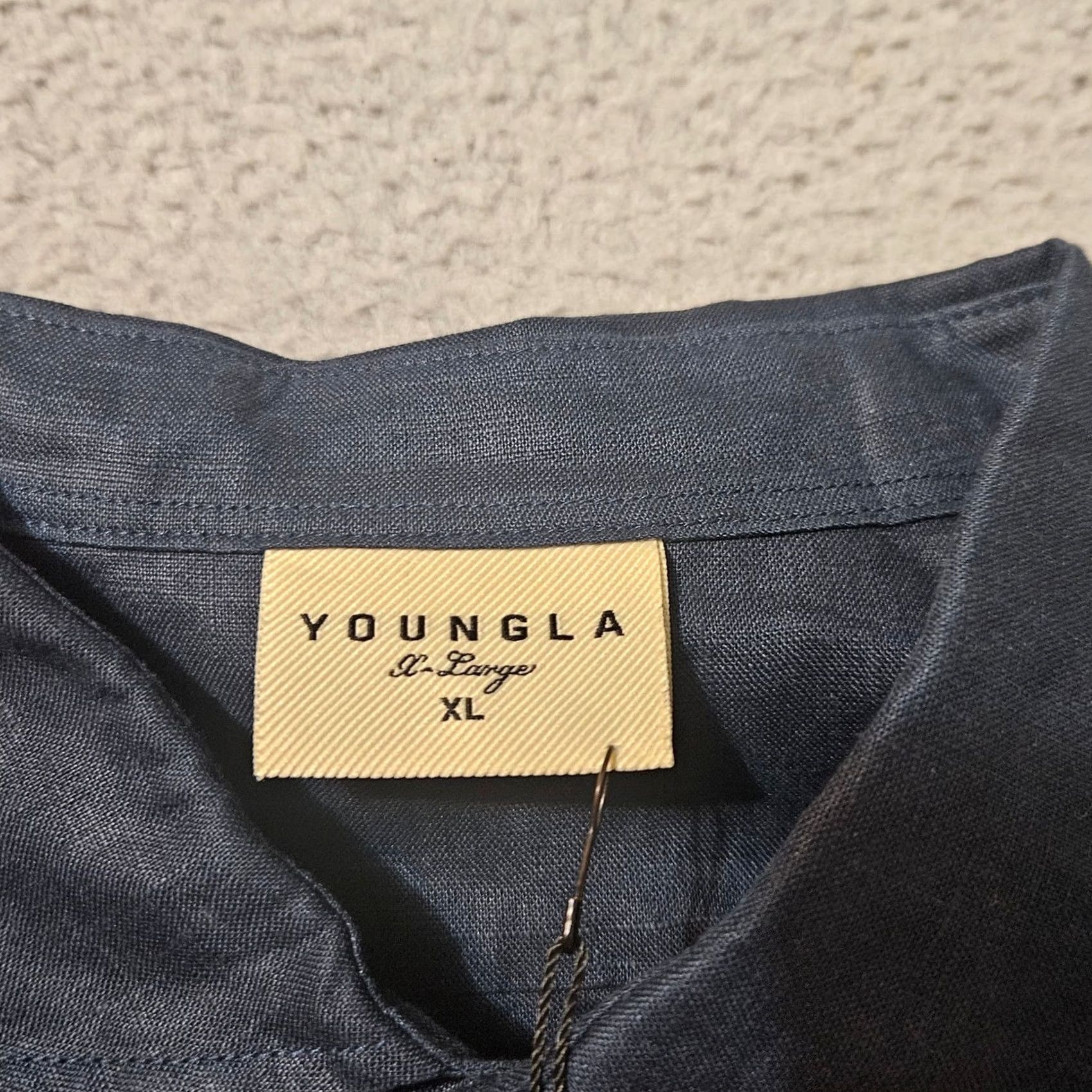 YoungLA NWT YoungLA Mens XL Navy Blue Linen Shirt - Long Sleeve Size US XL / EU 56 / 4 - 3 Thumbnail