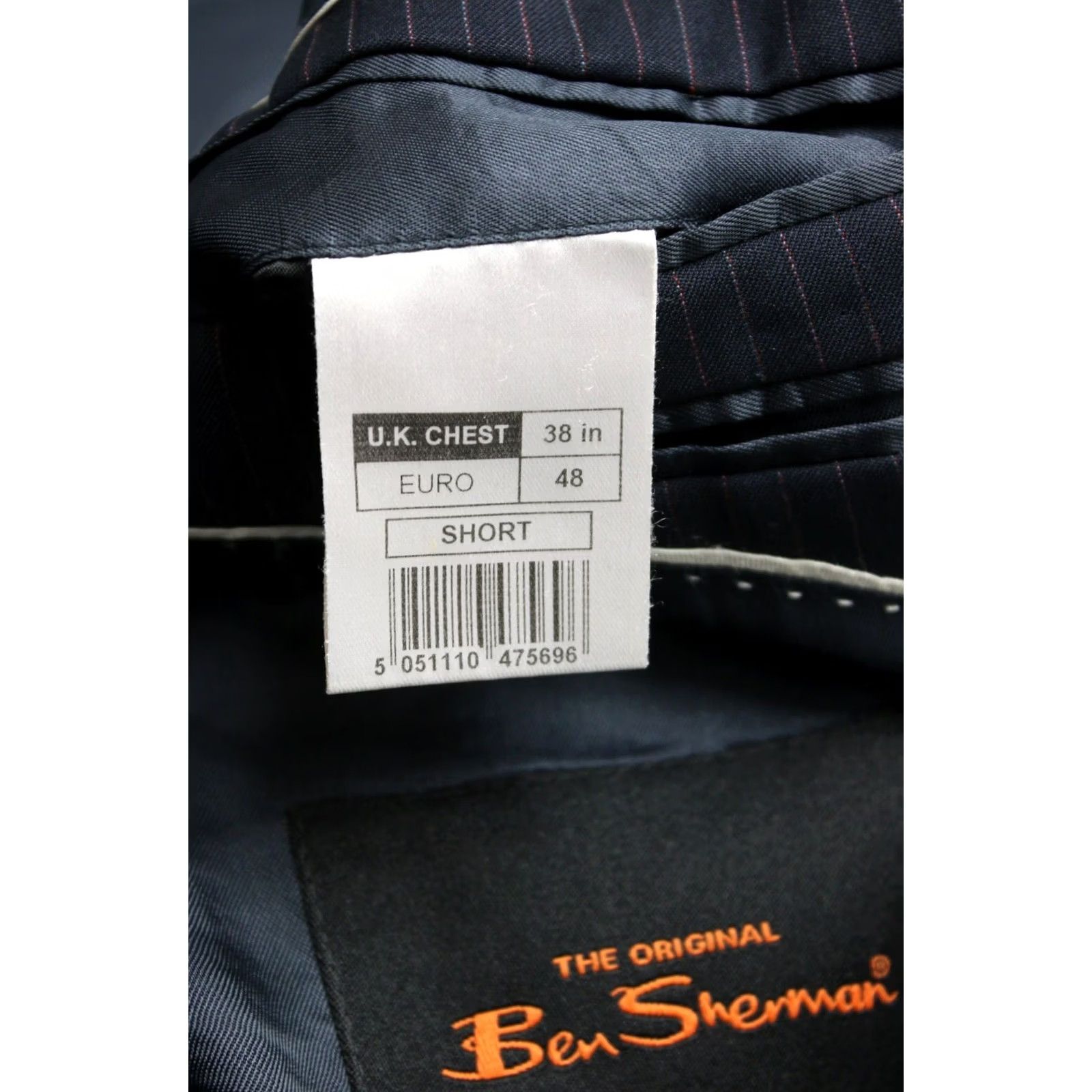 Ben Sherman BEN SHERMAN Blazer Men's EU 48S Pinstriped Lined Single Breasted Navy Blazer Size 48R - 7 Thumbnail