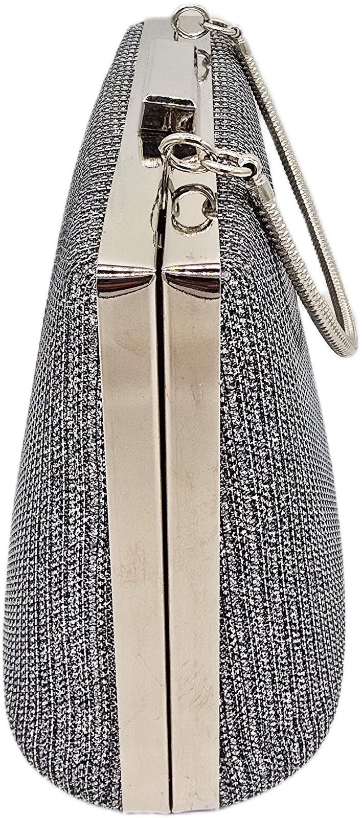 The Unbranded Brand Elegant Silver Evening Clutch Bag with Chain Strap Size ONE SIZE - 4 Thumbnail