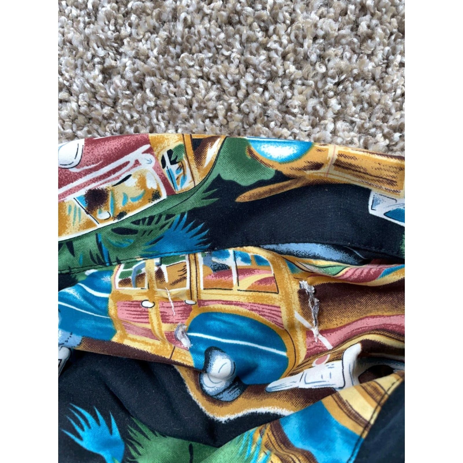 Vintage VTG Classic Car Hawaiian Shirt Adult Large Black Aloha Camp Collar Surf Retro Vintage Mens Shirt Hawaii Floral Short Sleeve Button-Up Size US L / EU 52-54 / 3 - 4 Thumbnail