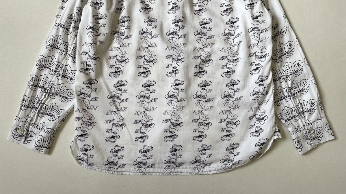 Ann Demeulemeester White Cotton Shirt With Black Flower Print Size US L / EU 52-54 / 3 - 14 Thumbnail