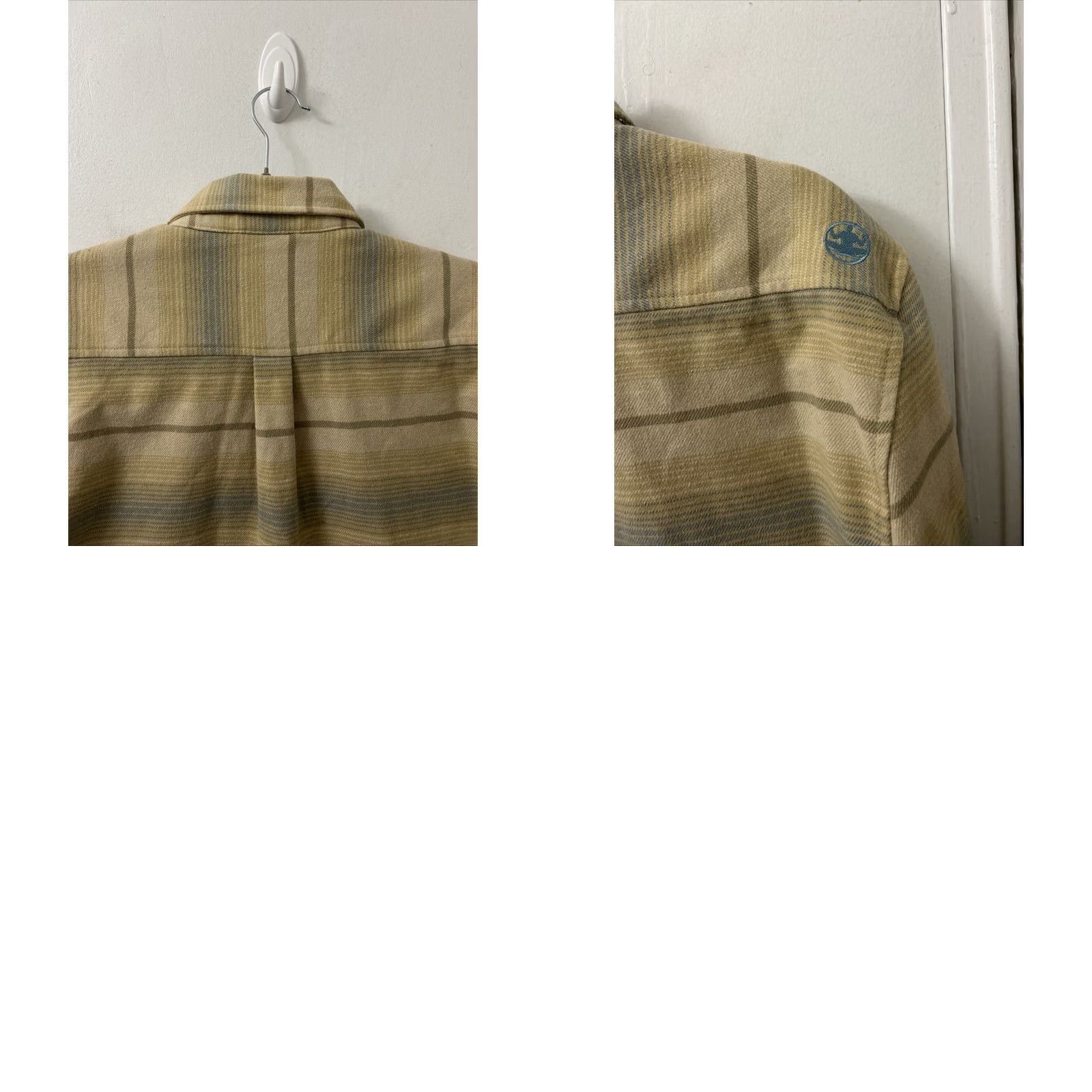Vintage Levitate Shirt Mens M Tan Blue Striped Flannel Button-Down L/S Organic Cotton Recycled Polyester Embroidered Pockets Casual Workwear Vintage No Size US M / EU 48-50 / 2 - 9 Thumbnail
