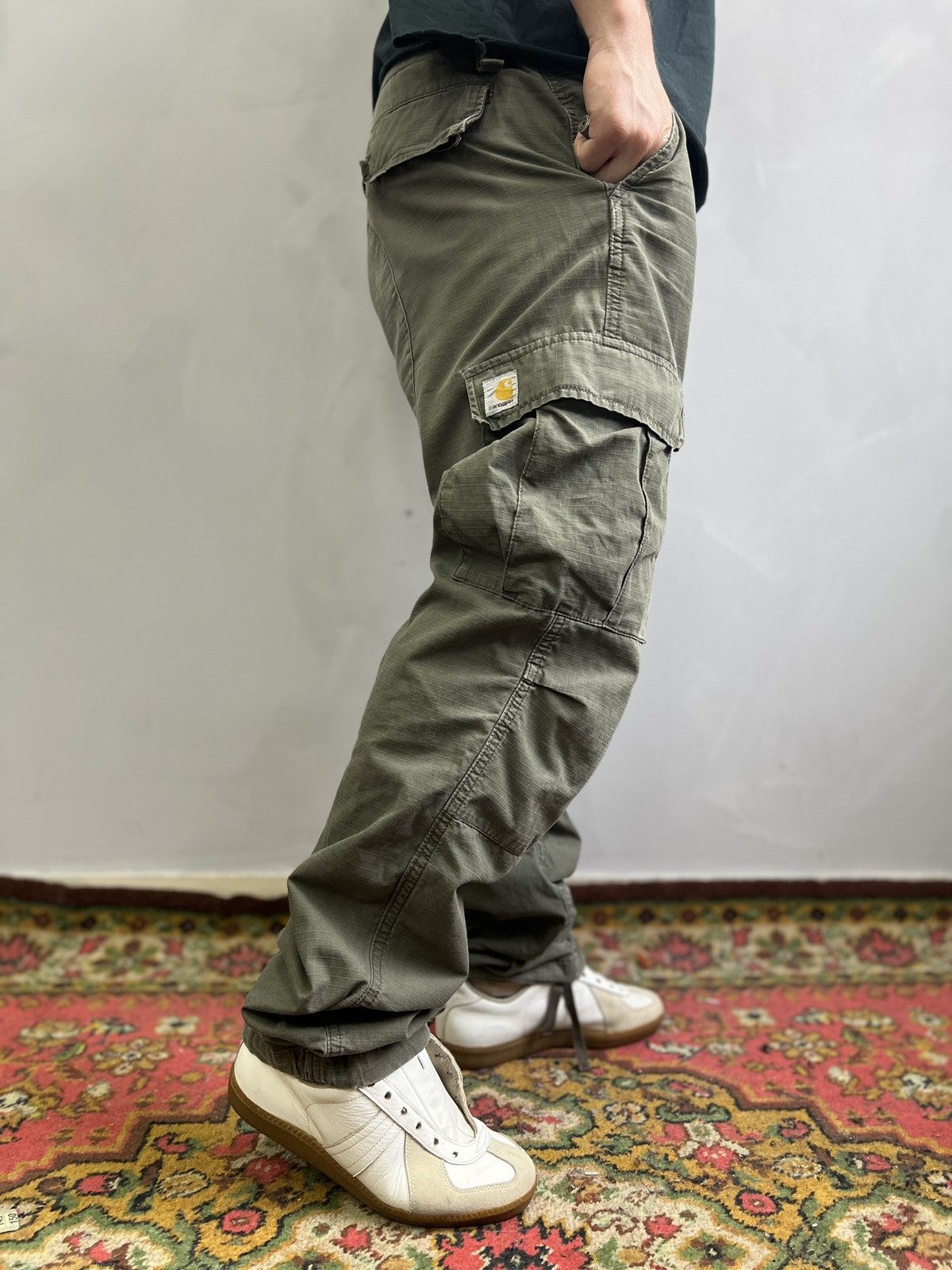 VINTAGE CARGO AVIATION DISTRESSED 2000s pants y2k olive