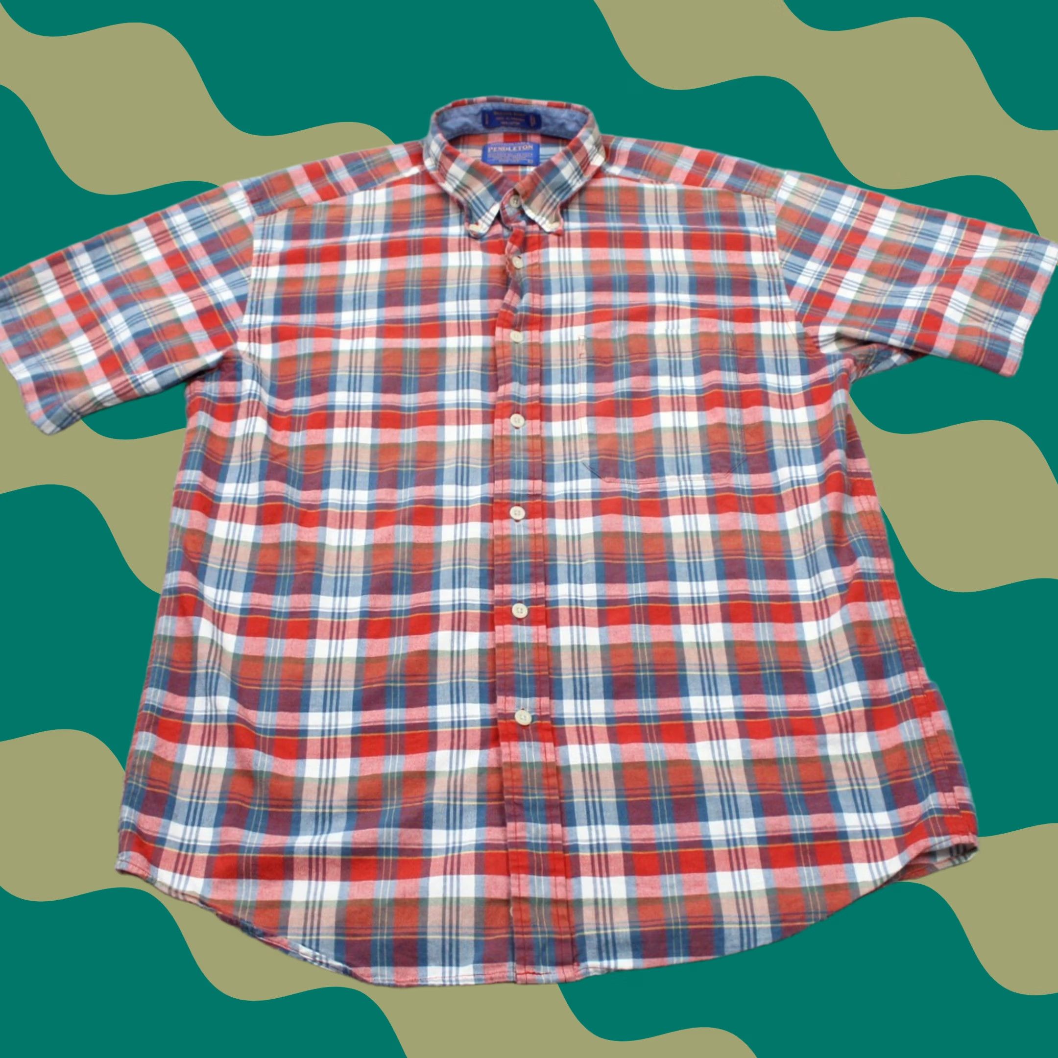 Pendleton Pendleton Board Shirt Men L Red/Blue Plaid Cotton Short Sleeve Button-Down Shirt Mens Large Plaid Cotton Button-Up Shirt Size US L / EU 52-54 / 3 - 1 Thumbnail