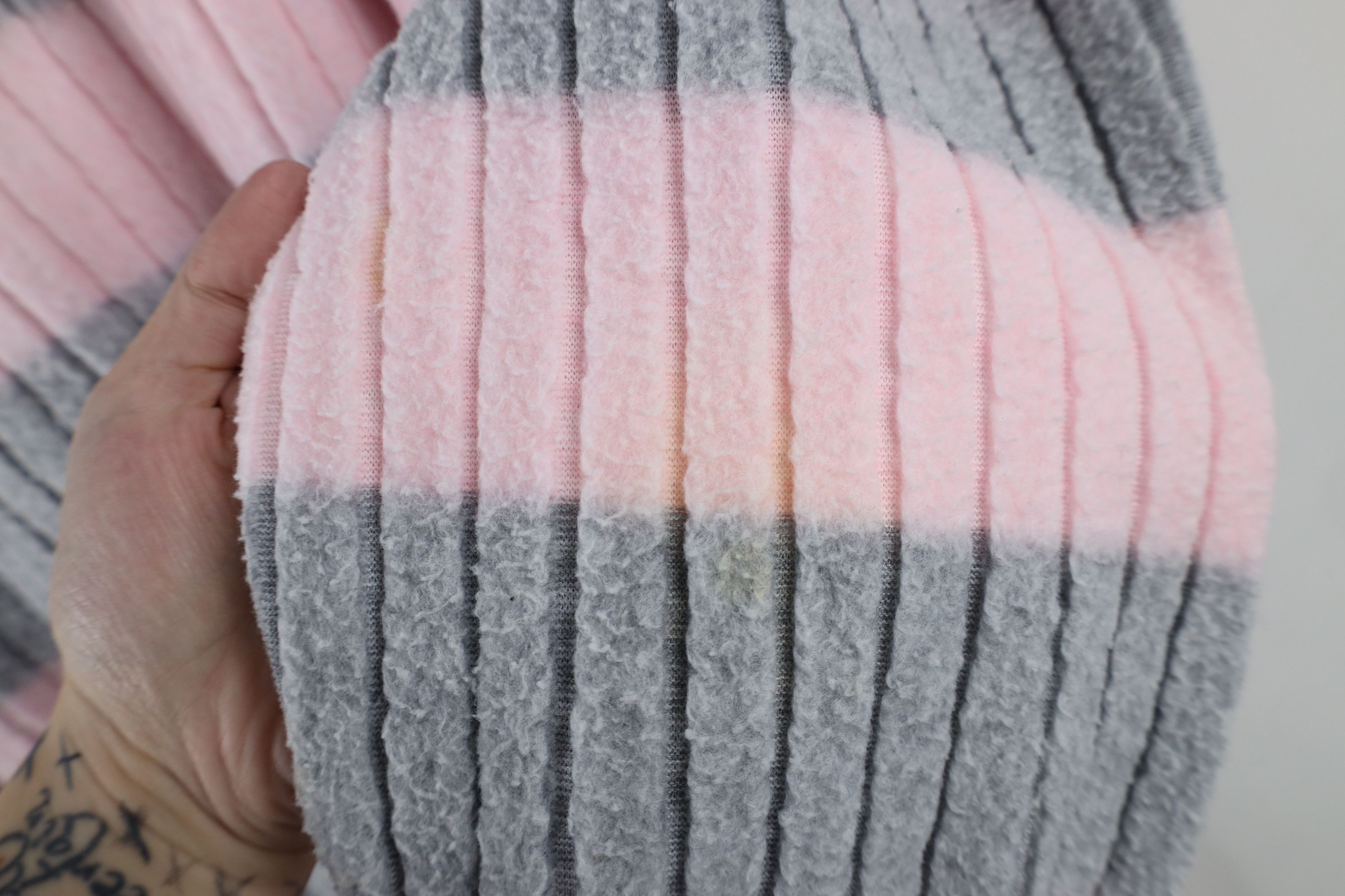 Vintage Vintage 90s Streetwear Striped Ribbed Knit Fleece Sweatshirt Size XS / US 0-2 / IT 36-38 - 5 Thumbnail