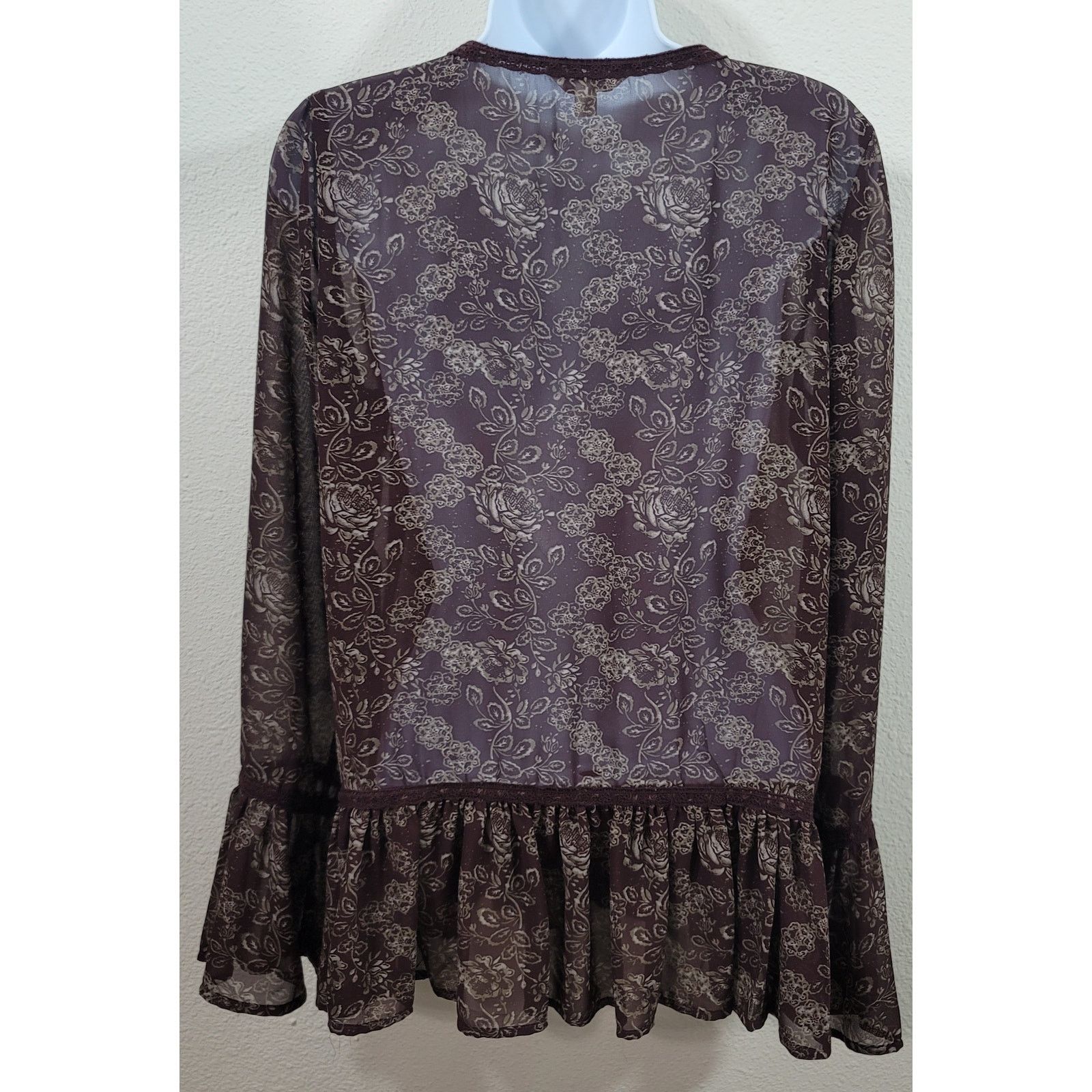 Other Charming Charlie Brown Floral Peplum Sheer Top Medium Size M / US 6-8 / IT 42-44 - 3 Thumbnail