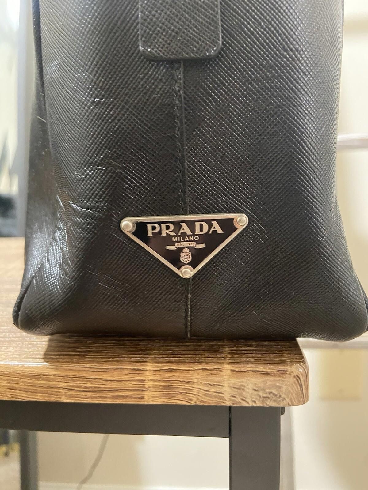 Prada Prada black saffiano leather briefcase travel handbag, good Size ONE SIZE - 5 Thumbnail