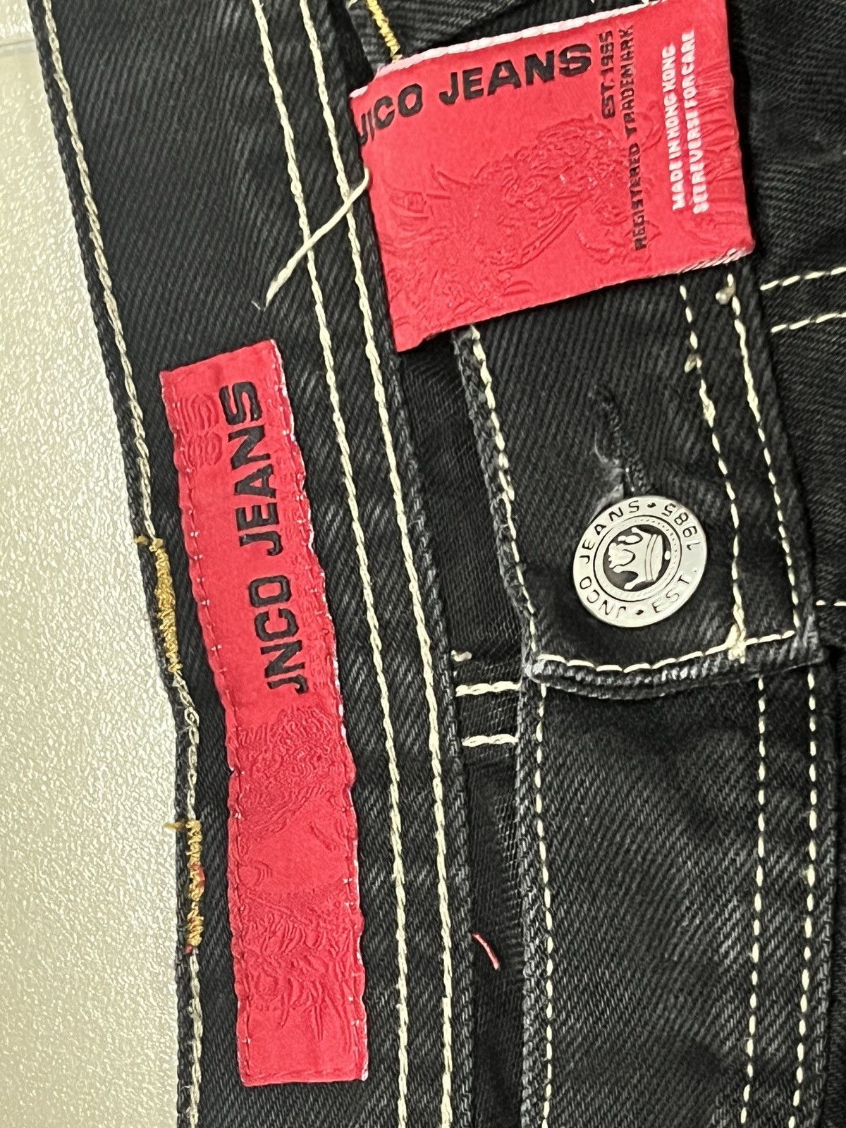 JNCO Vintage 90s JNCO Barbwire Crown Embroidery Baggy Denim Jeans Size US 36 / EU 52 - 6 Thumbnail