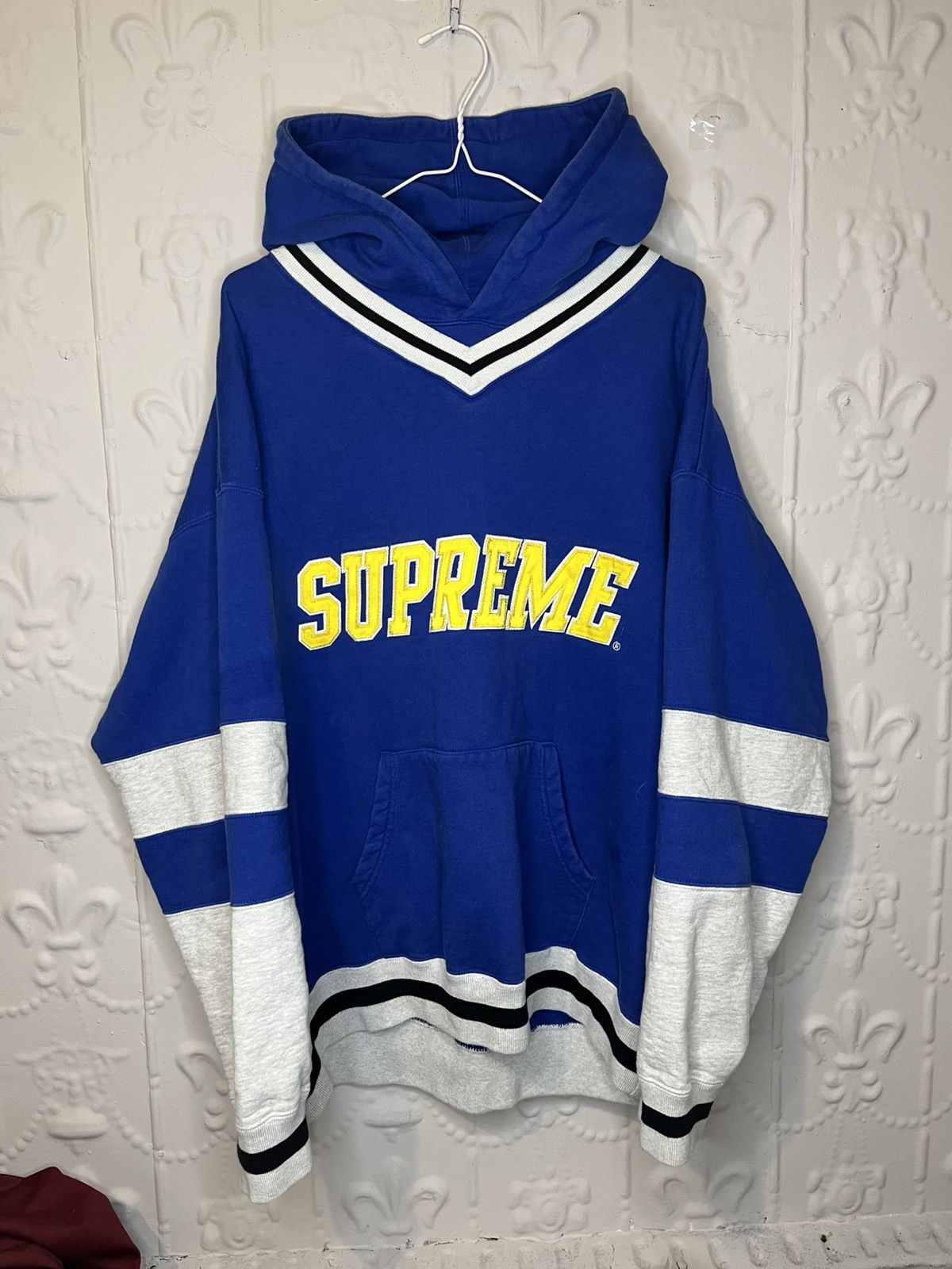 Supreme Blue/Yellow College Varsity Style Layered Pullover Hoodie Size US L / EU 52-54 / 3 - 1 Thumbnail
