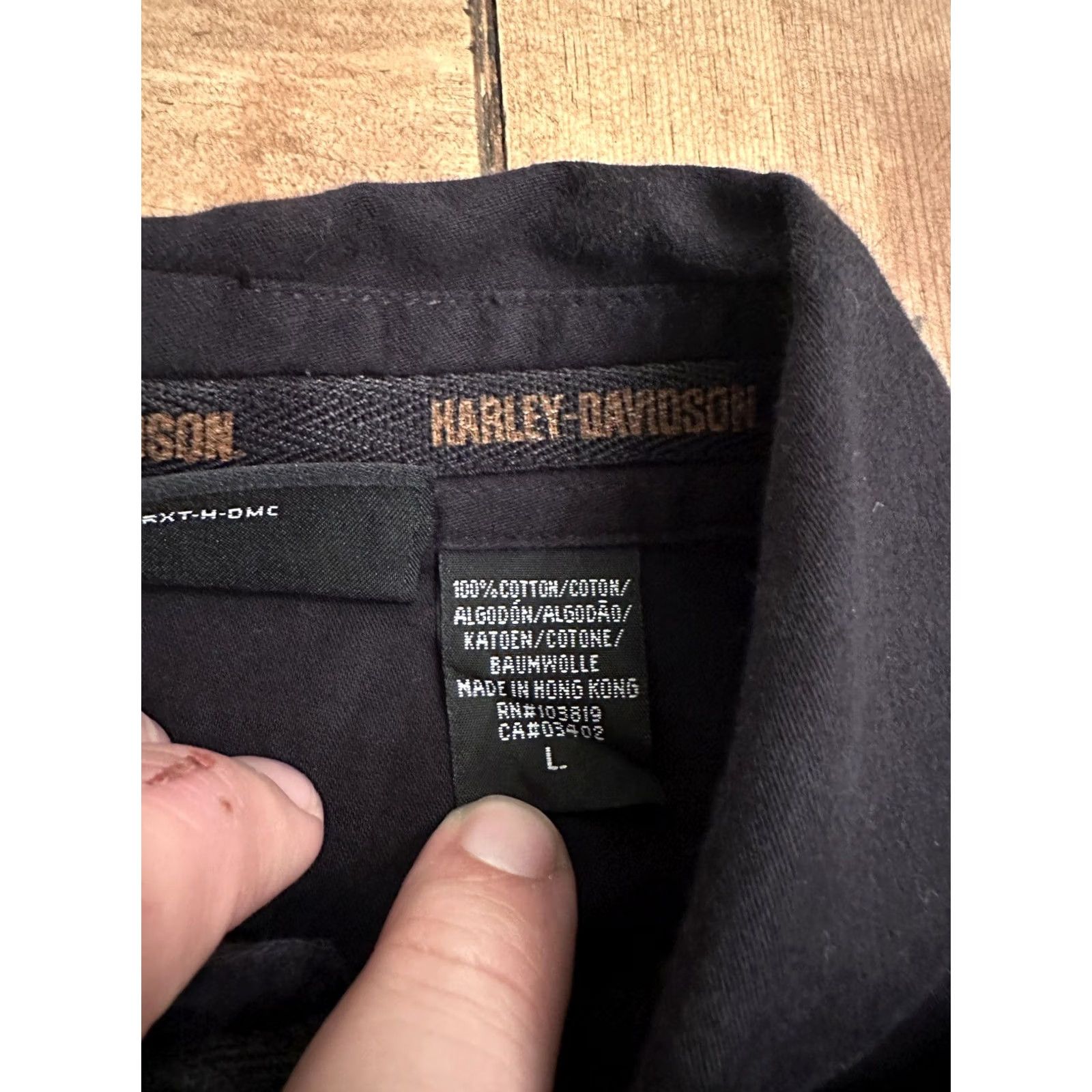 Harley Davidson Harley-Davidson Button-Up Shirt Short Sleeve Black Large Lg Men USA Western Y2K Graphics Back Pocket Logo Embroidered Size US 33 - 6 Thumbnail