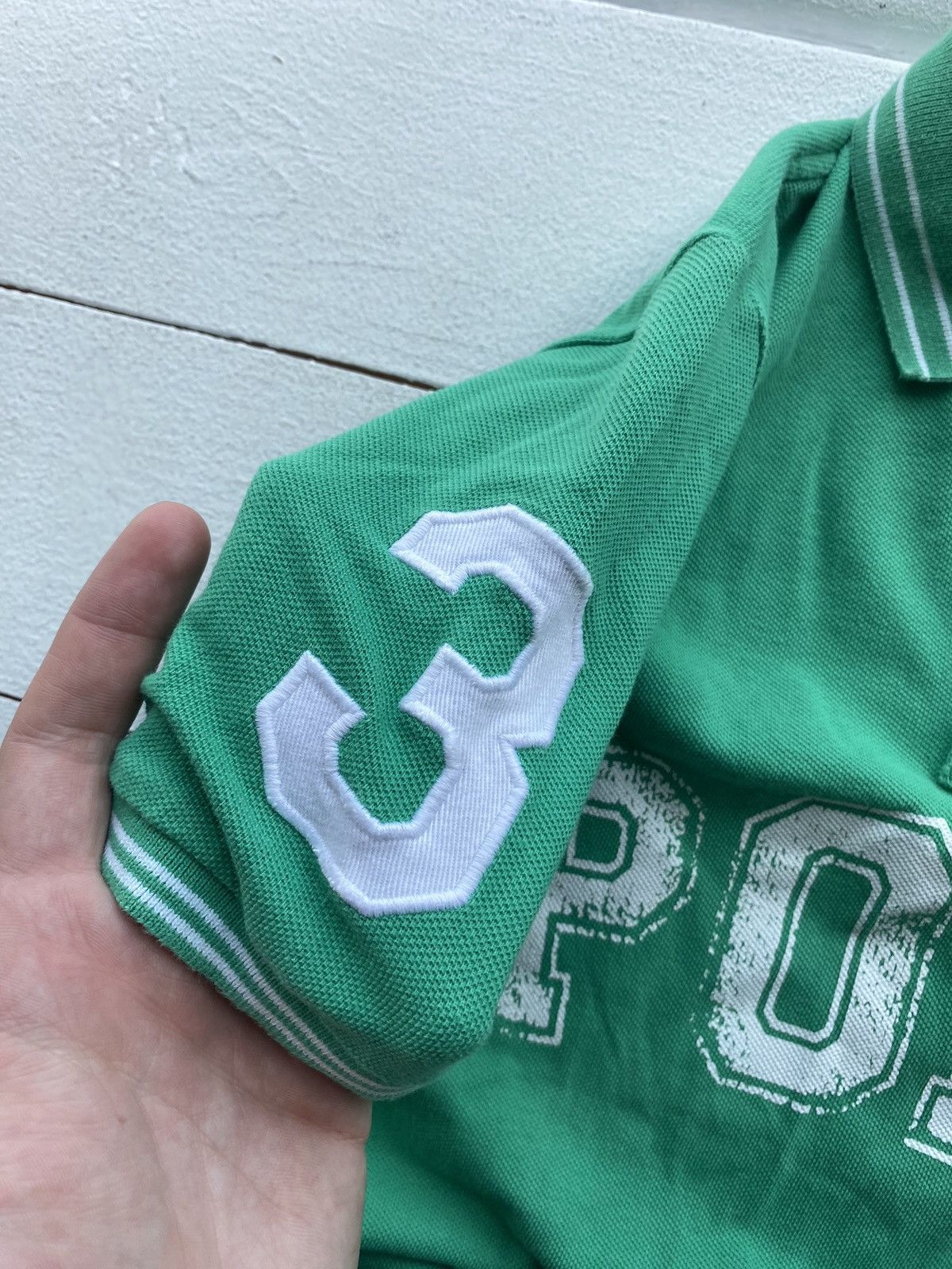 Designer × Polo Ralph Lauren × Vintage Polo Ralph Lauren 3 Green Big Logo Polo Shirt Womens M Size M / US 6-8 / IT 42-44 - 3 Thumbnail