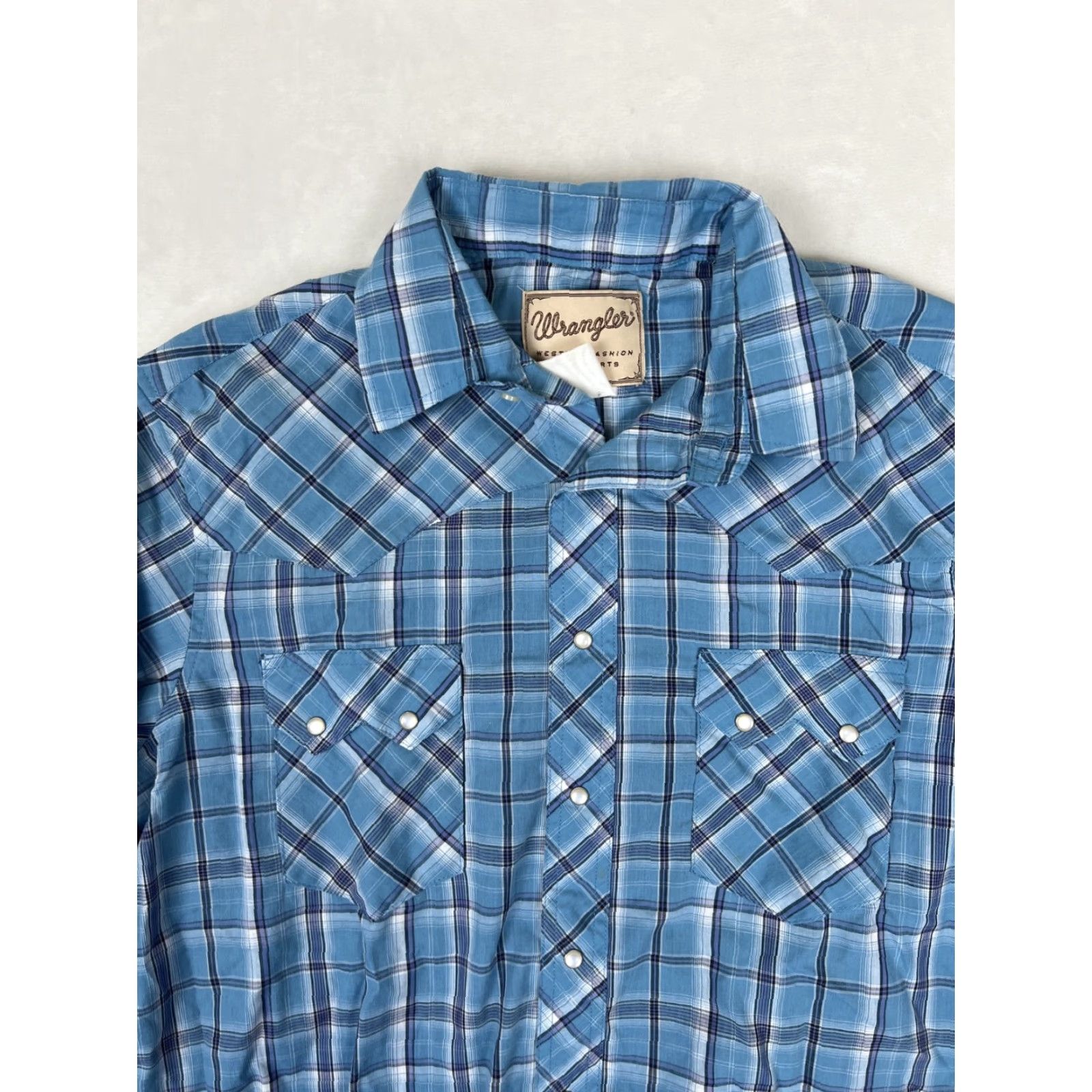 Wrangler VINTAGE Wrangler Western Shirt Plaid Pearl Snap XL Blue Men Shirt Junior? Size US XL / EU 56 / 4 - 2 Thumbnail