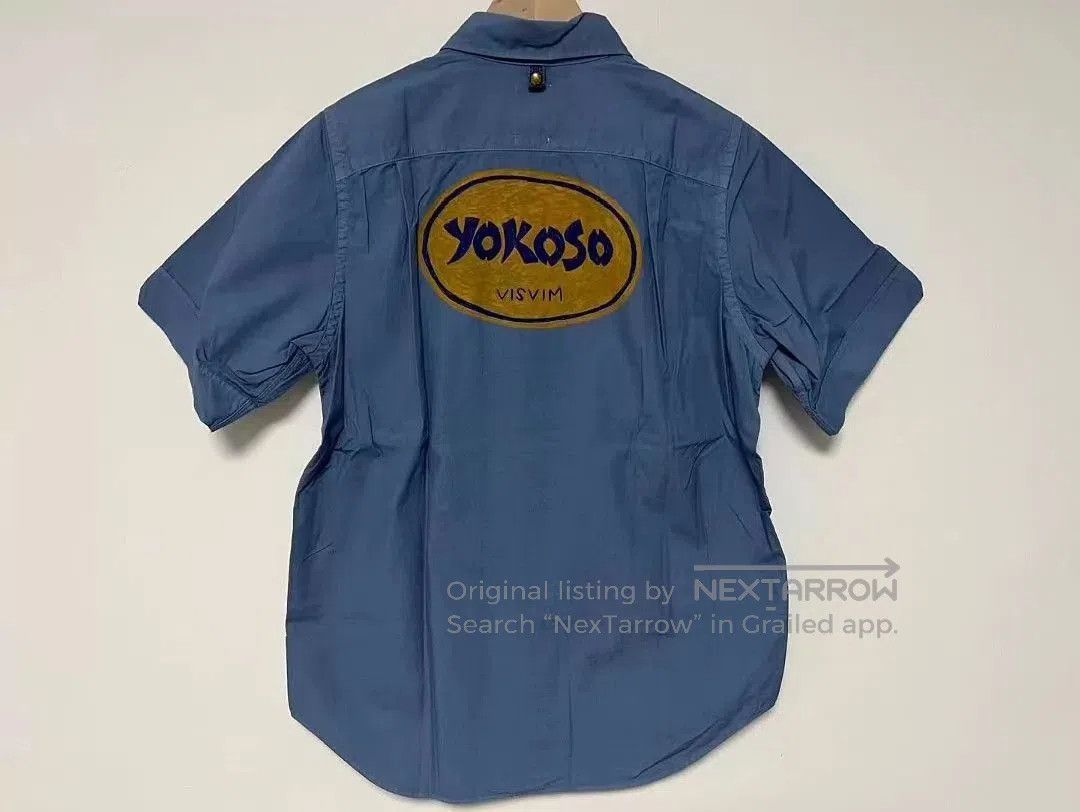 Visvim Blue Short Sleeve Shirt with 'Yokoso' Back Print. Size US M / EU 48-50 / 2 - 8 Thumbnail