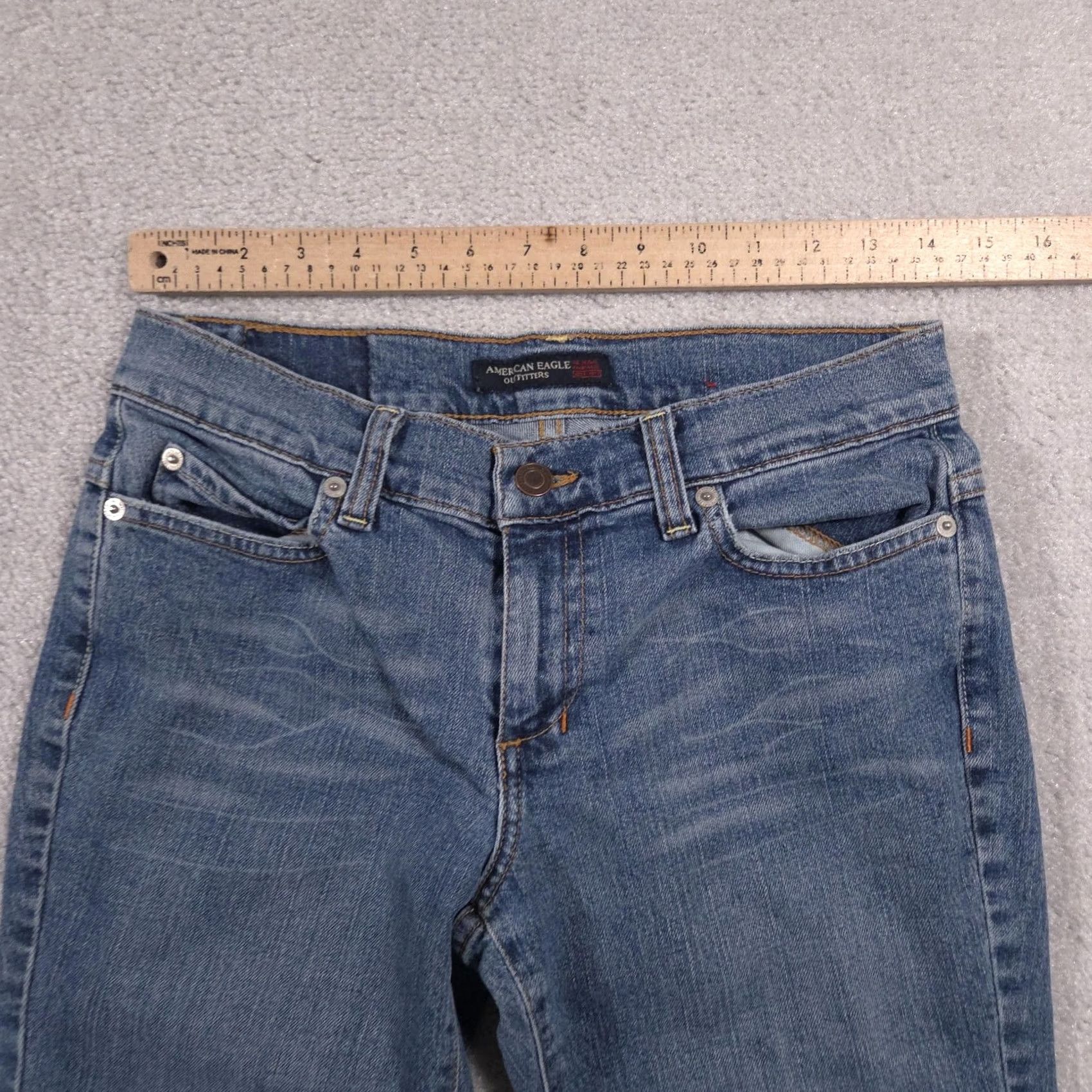 Vintage VINTAGE American Eagle Jeans Womens 4 Straight Leg Denim Mid Rise Blue Cotton Polyester Spandex Size 27" / US 4 / IT 40 - 6 Thumbnail