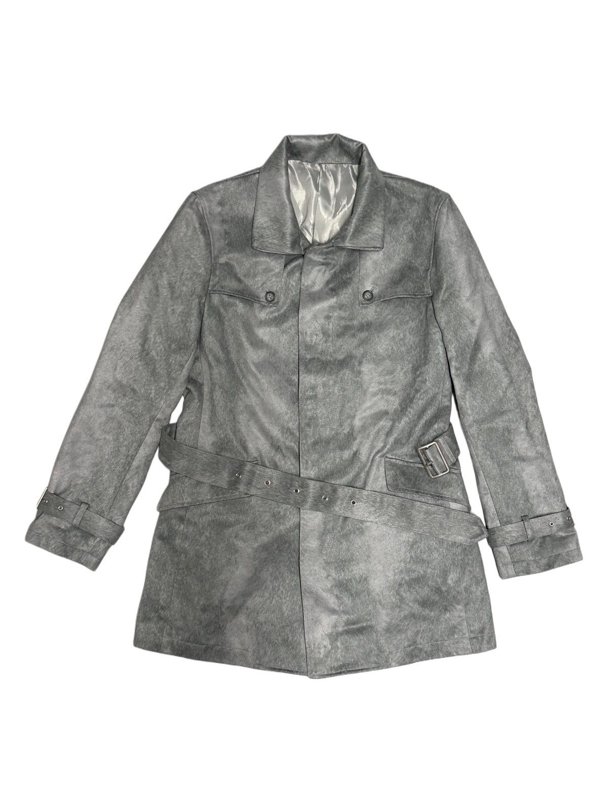 Tornado Mart Tornado Mart Gray Faux Suede Belted Coat Size US M / EU 48-50 / 2 - 2 Thumbnail