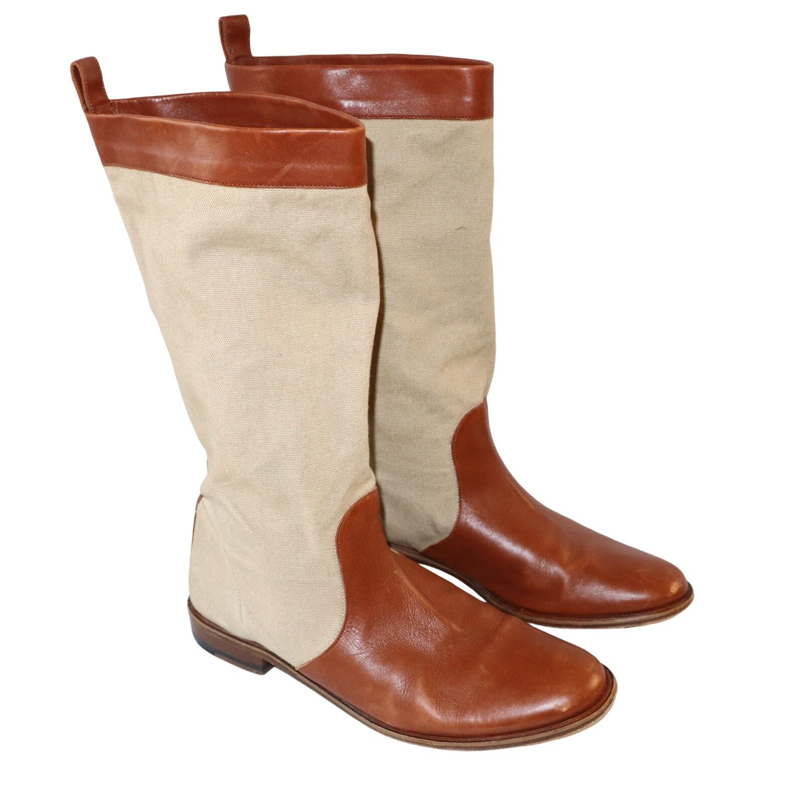 Robert Clergerie Vintage Women's Robert Clergerie Brown & Beige Riding Boots Size US 9 / IT 39 - 2 Thumbnail