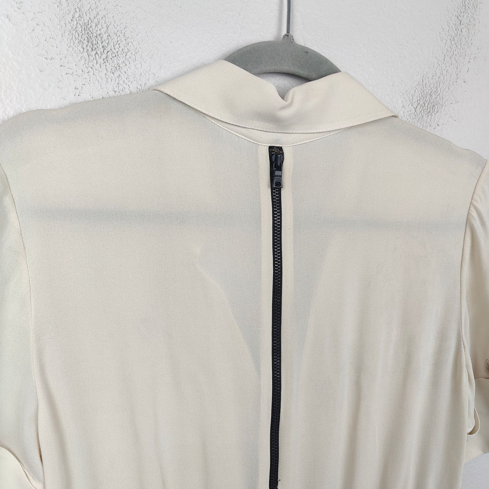 Alice + Olivia Alice + Olivia Silk Dress Womens Medium Cream Black Ruched Size M / US 6-8 / IT 42-44 - 6 Thumbnail