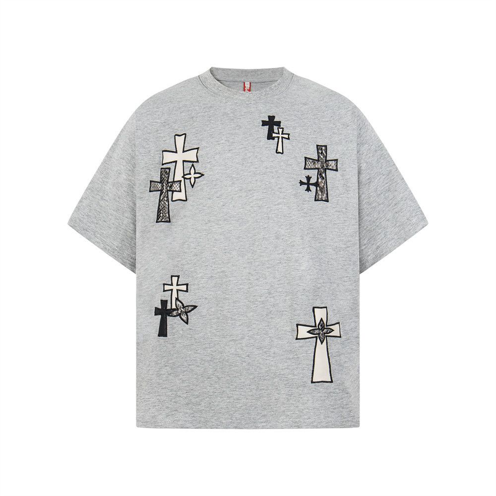 Vintage Men's Loose-Fit Casual T-Shirt with Cross Embroidery Size US M / EU 48-50 / 2 - 1 Thumbnail