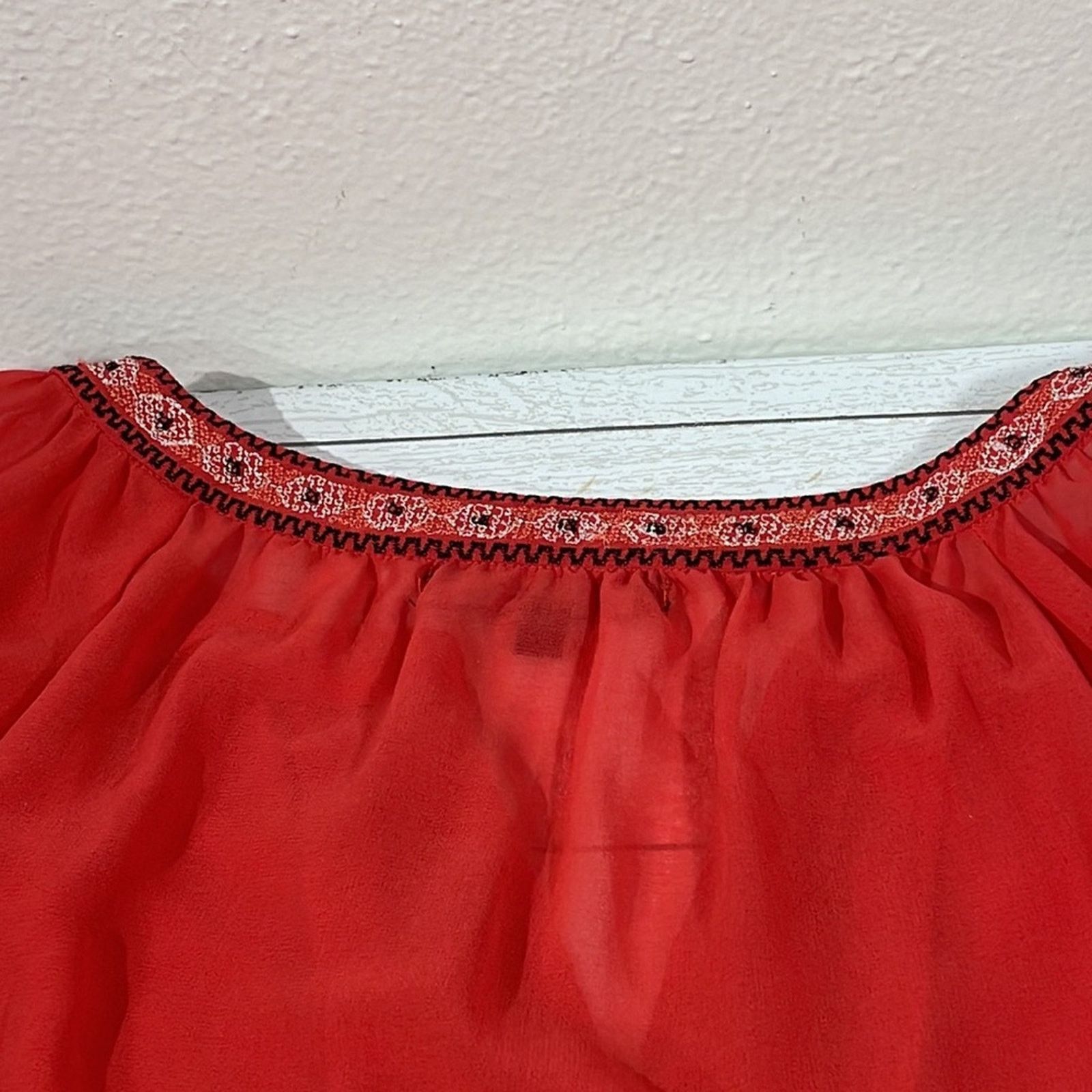 Other Sanctuary Burnt Orange Sheer Long Sleeve Shirt Size Medium Size M / US 6-8 / IT 42-44 - 14 Thumbnail