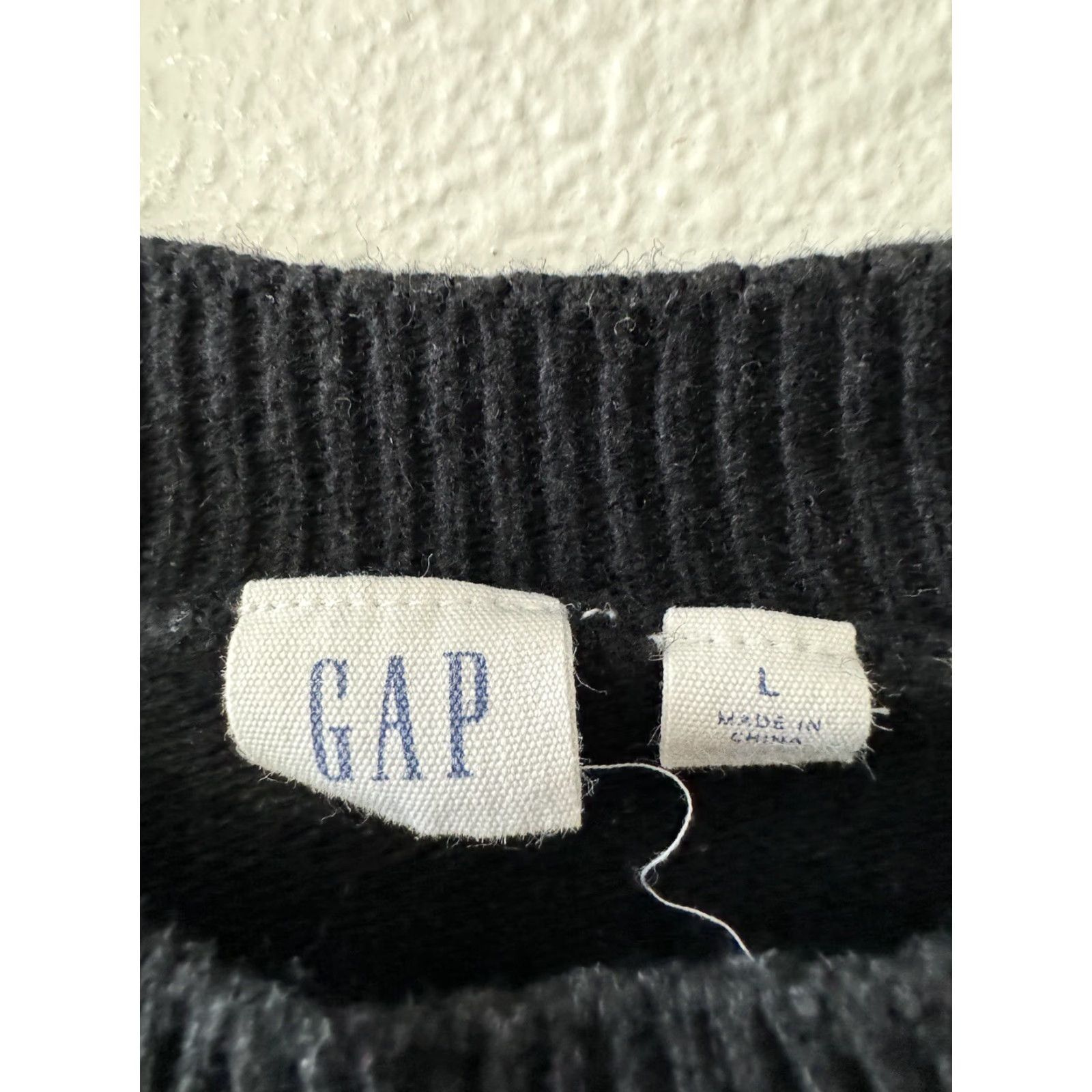 Gap GAP Women's Large Black Cotton Blend Crew Neck Long Sleeve Sweater Pullover Size L / US 10 / IT 46 - 2 Thumbnail