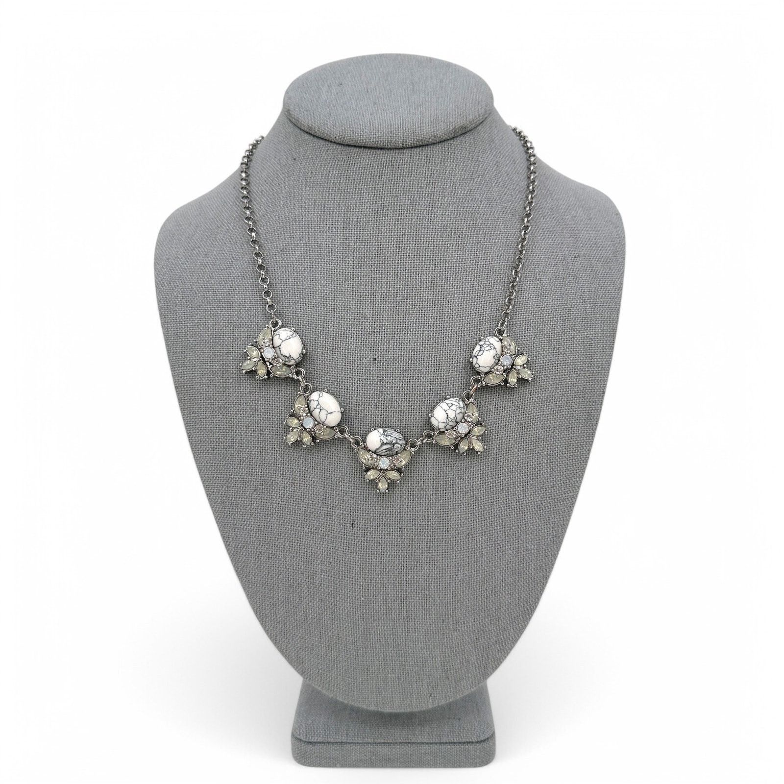 Loft Loft Rhinestone Statement Necklace White and Gray Size ONE SIZE - 2 Thumbnail
