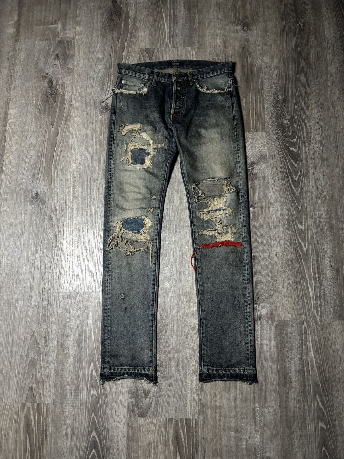 Undercover undercover ss10 red yarn denim Size US 29 - 1 Thumbnail