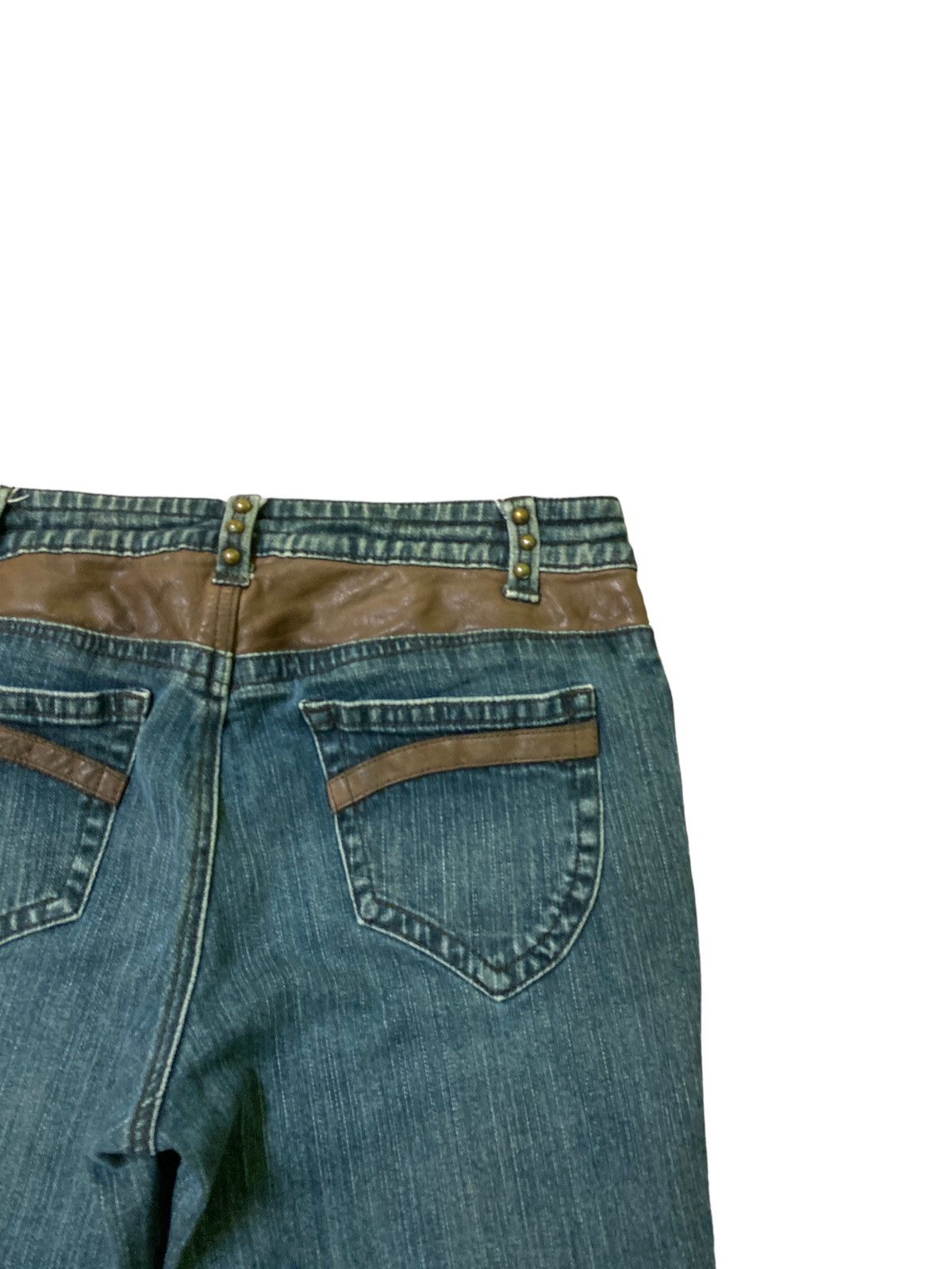 Harley Davidson Flared HARLEY DAVIDSON Leather Boot Cut Denim Jeans Size US 29 - 13 Thumbnail