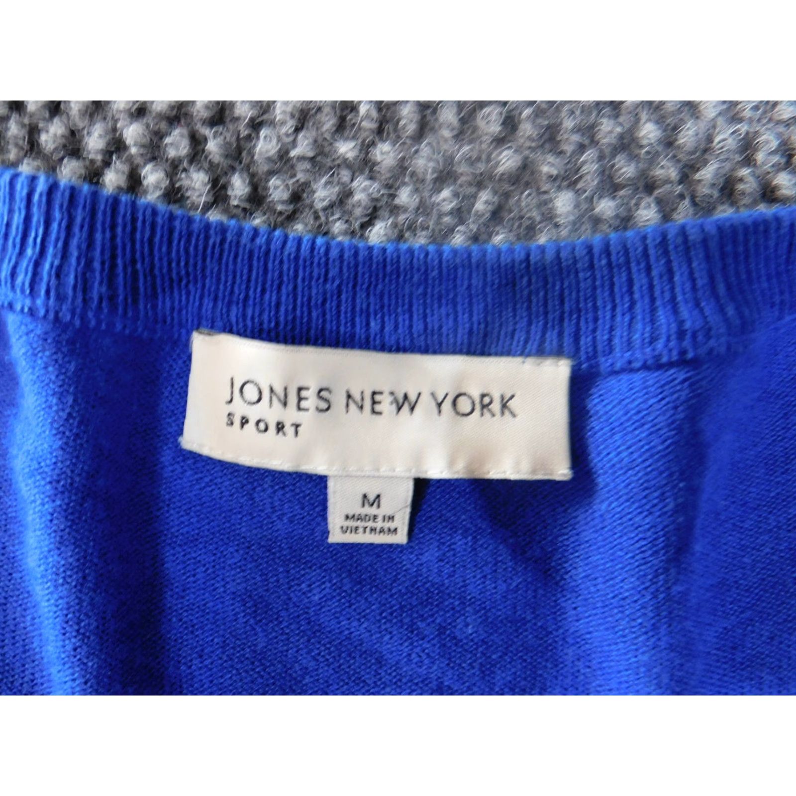 Jones New York Jones New York Cardigan Sweater Womens Medium Blue Sport Knit Open-Knit Round Neck Pullover Cotton Rayon Classic Logo Size M / US 6-8 / IT 42-44 - 4 Thumbnail