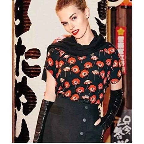 Designer CAbi Red Poppies Short Sleeve Blouse Tunic W's Small Split B Size S / US 4 / IT 40 - 7 Thumbnail