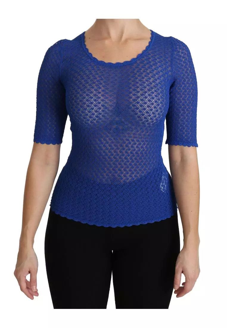 Dolce & Gabbana o1y0925 Short Sleeves Sweater in Blue Size XL / US 12-14 / IT 48-50 - 1 Thumbnail