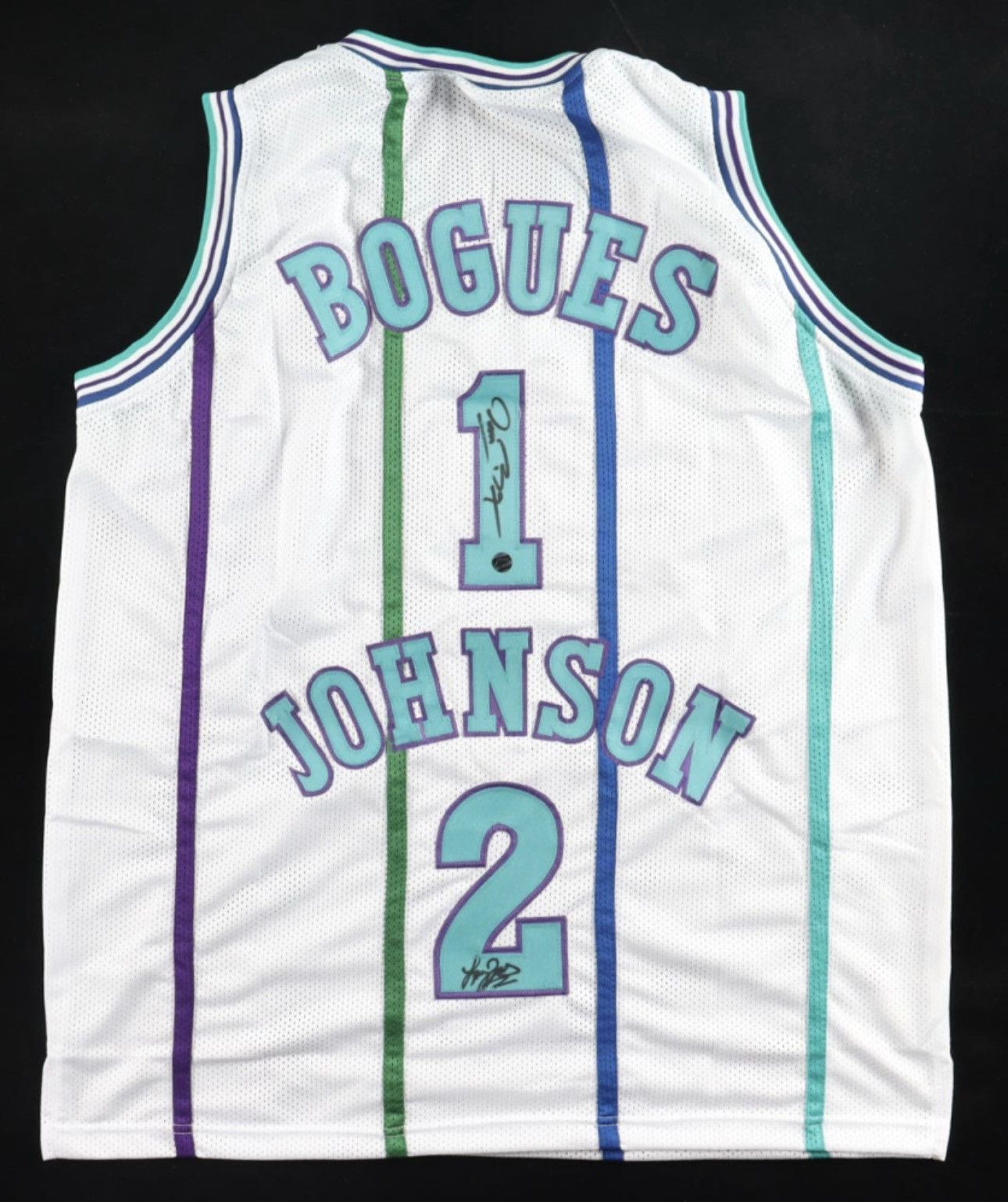NBA Muggsy Bogues & Larry Johnson Signed Jersey (AWM) COA AUTO Size US XL / EU 56 / 4 - 1 Thumbnail