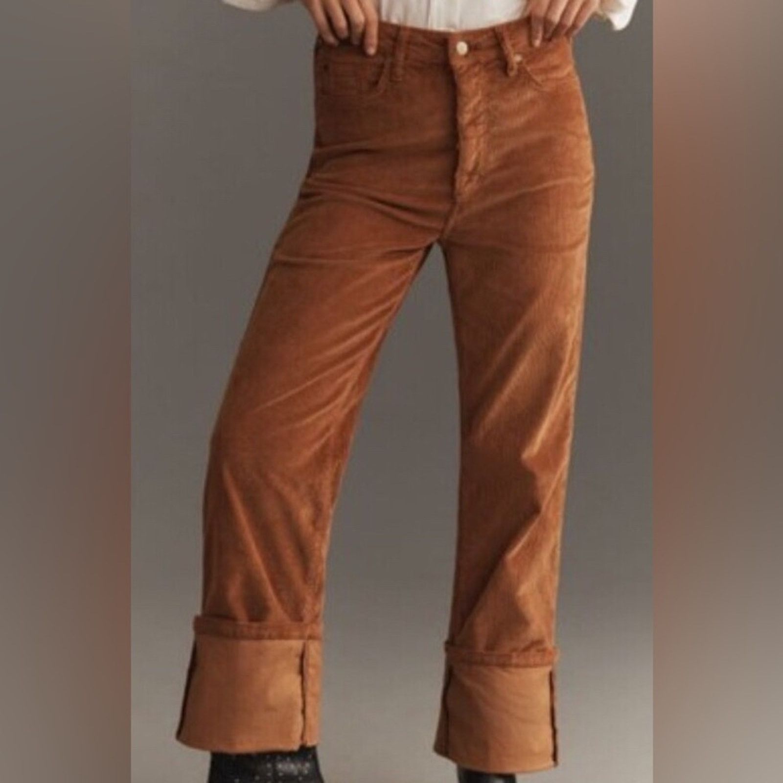 Anthropologie NWT-Anthropologie The Scotty Cuffed corduroy jeans sz 25 Size 25" / US 0 / IT 36 - 4 Thumbnail