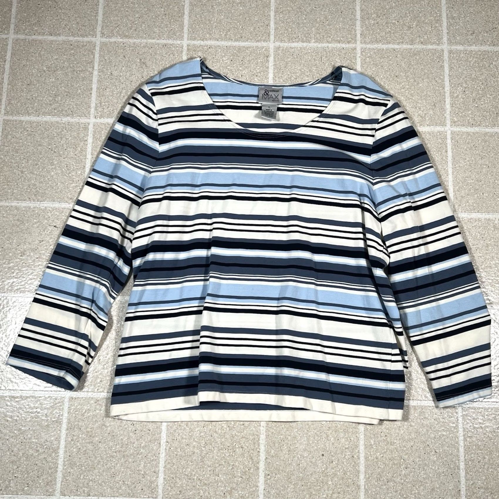 Madison Madison Blouse Shirt Petite Large Max Blue Womens Size L / US 10 / IT 46 - 2 Thumbnail