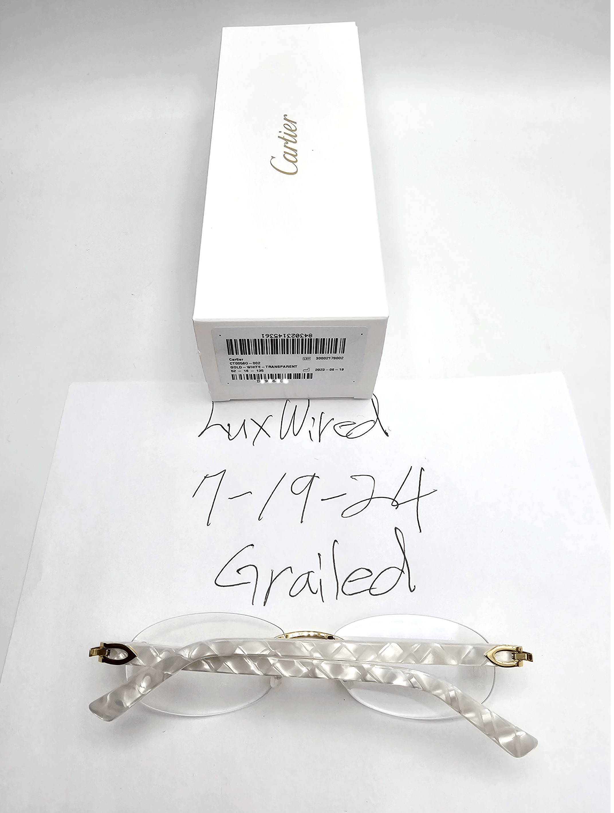 Cartier NEW! Cartier Pearl White Syracuse CT0056O Glasses Size ONE SIZE - 13 Thumbnail
