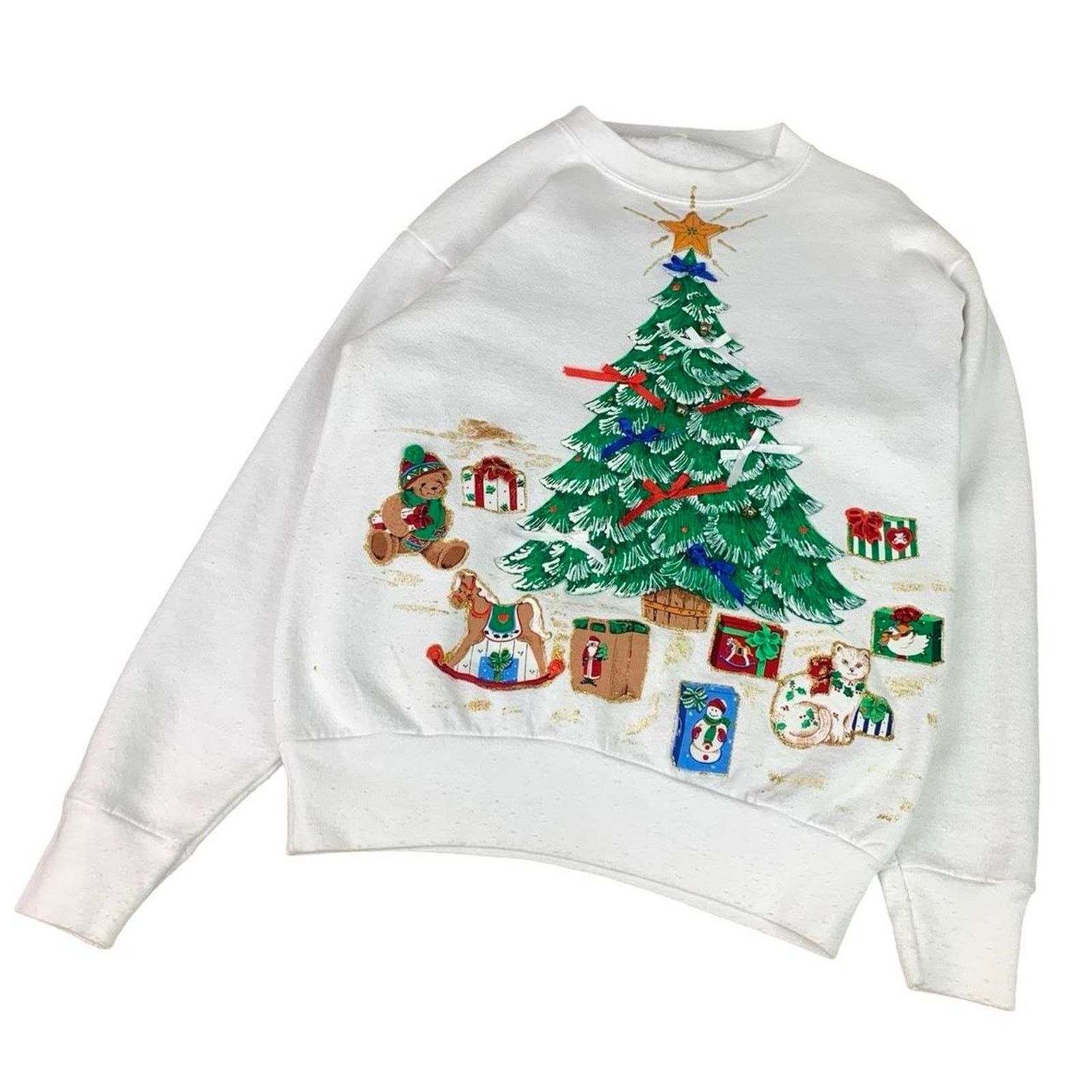 Vintage Vintage Coquette Christmas Tree Holiday 90s Sweatshirt Size M / US 6-8 / IT 42-44 - 1 Thumbnail