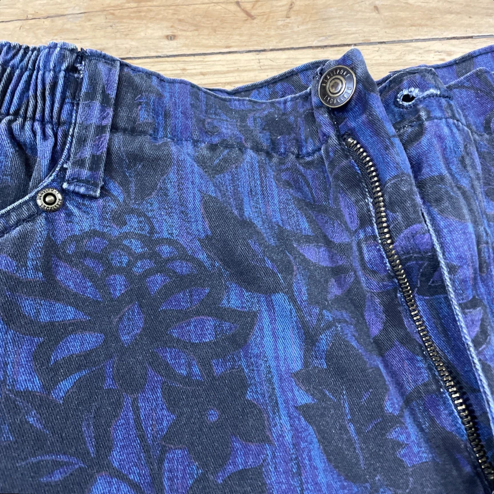 Vintage VINTAGE BLASS SPORT Pants Women 16 High Waist Floral Paisley Blue 90s Vintage Straight 32x30 Women's Pants Size 38" / US 16 / IT 52 - 4 Thumbnail