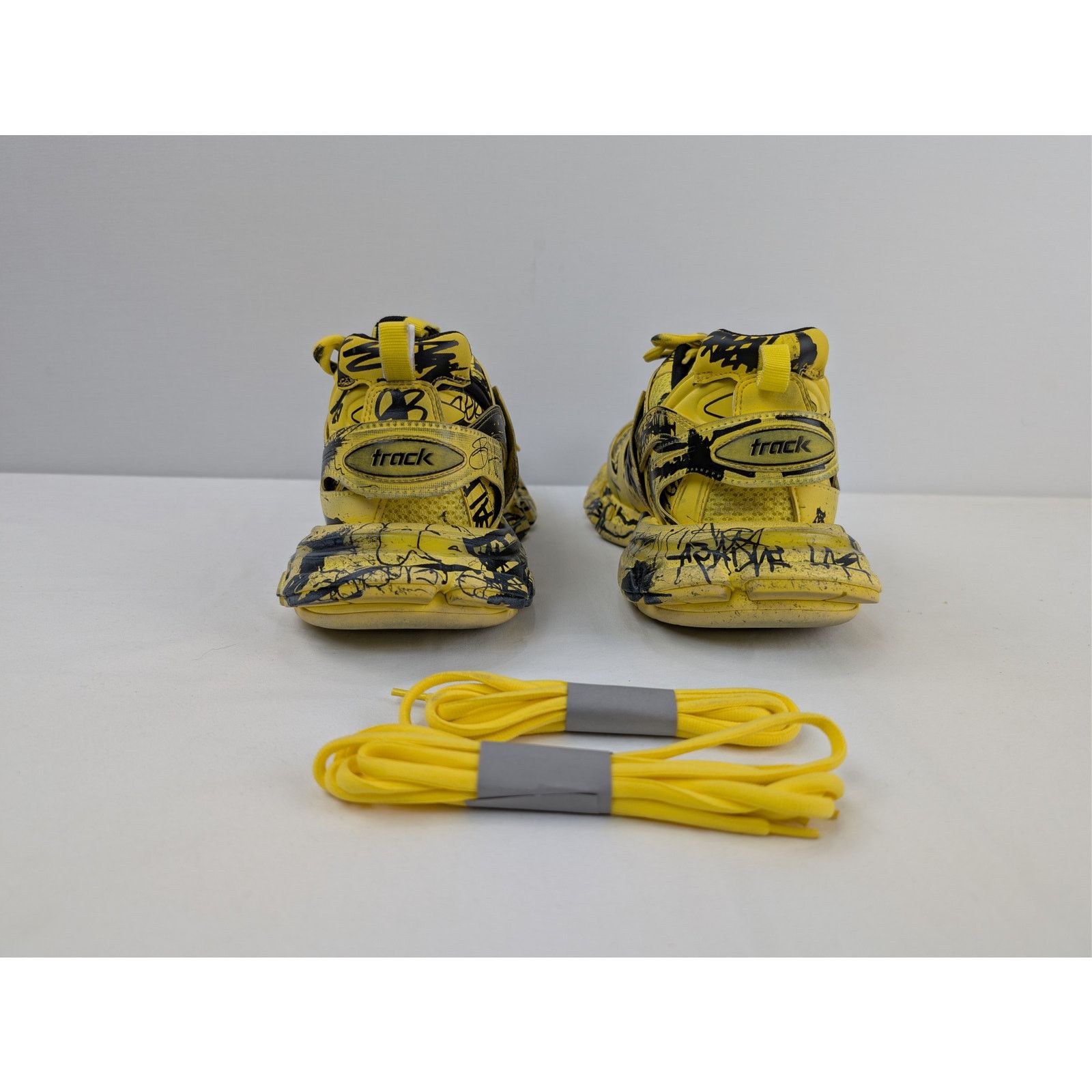 Balenciaga o1rshd1 Graffiti Dirty Track Texture Mesh Sneakers in Yellow Size US 12 / EU 45 - 10 Thumbnail