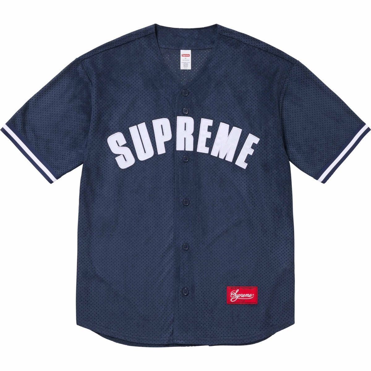 image of Supreme Ultrasuede Mesh Baseball Jersey in Navy, Men's (Size 2XL)