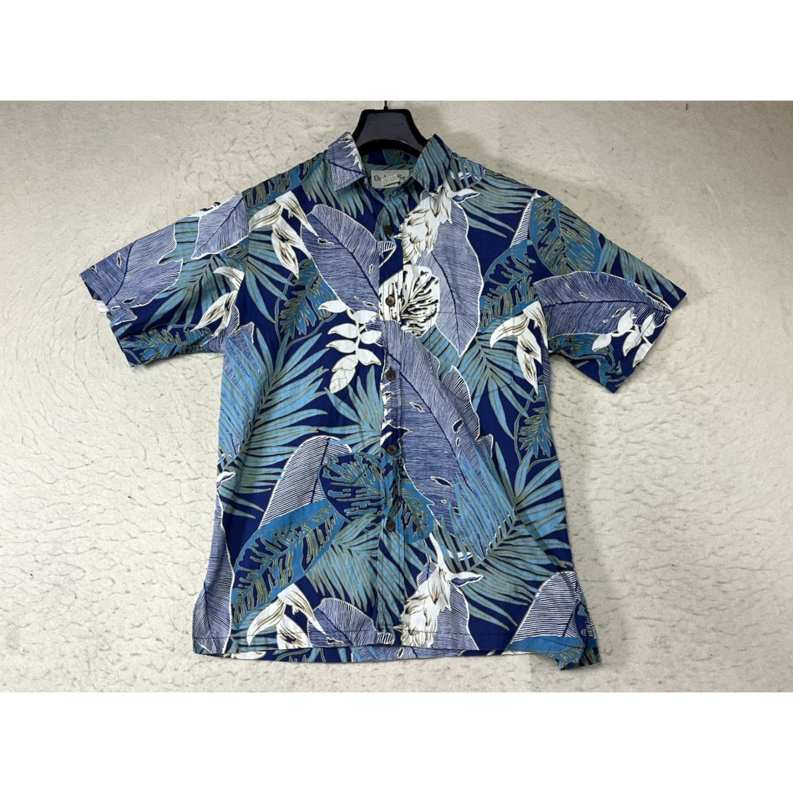 Vintage BISHOP ST Floral Button Shirt Short Sleeve Blue Mens Medium Hawaii Made Size US M / EU 48-50 / 2 - 2 Thumbnail