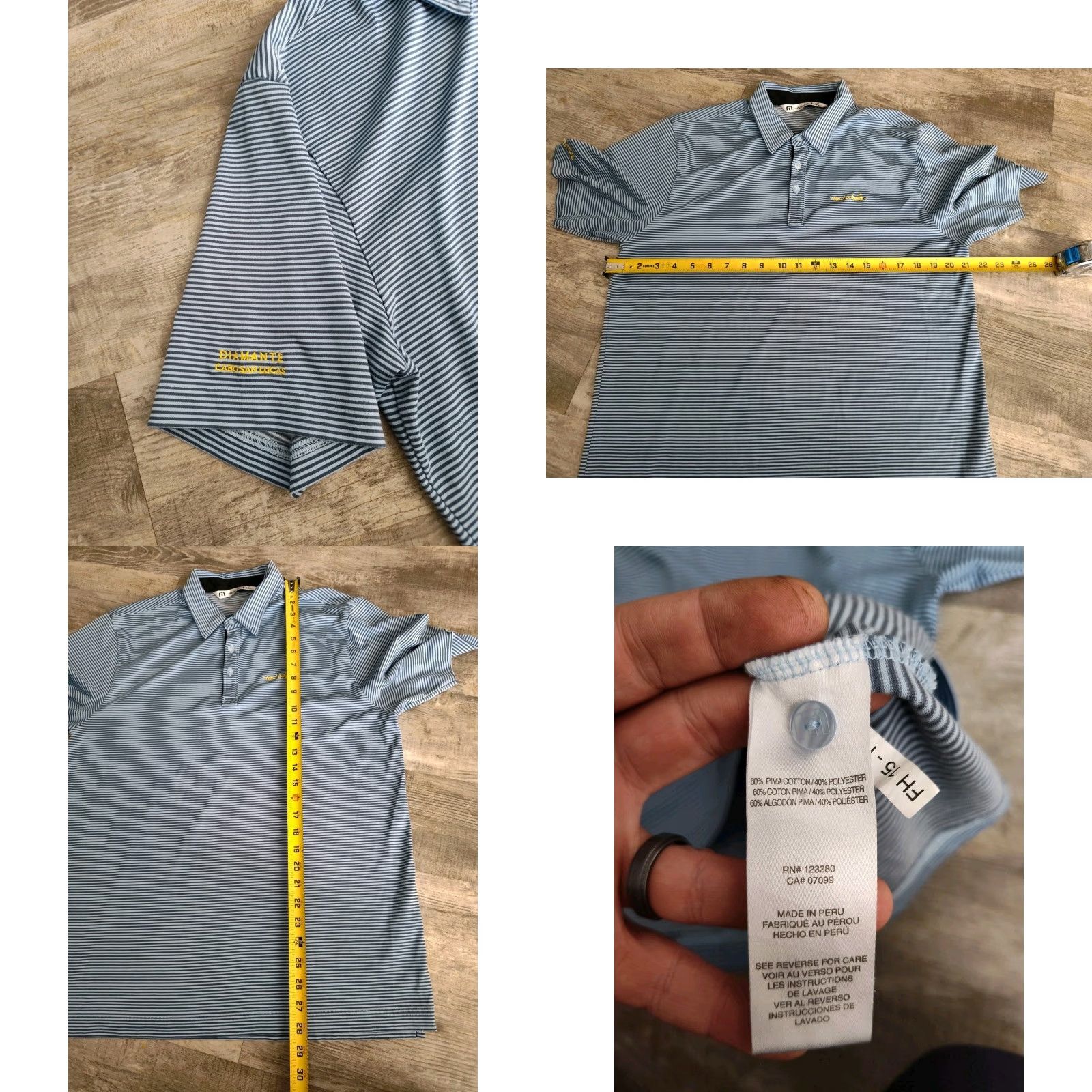 TravisMathew VINTAGE Travis Mathew Polo Shirt Men Large Blue Striped Embroidered Logo Short Sleeve Golf Activewear Size US L / EU 52-54 / 3 - 8 Thumbnail