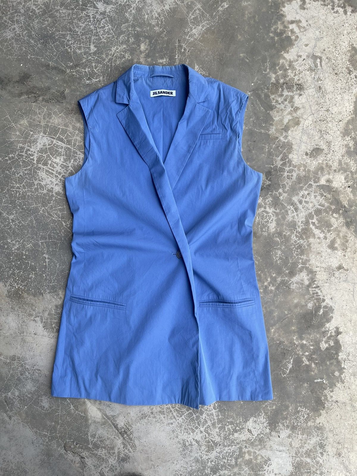 image of Jil Sander Jill Sander Sleeveless Jacket in Blue, Women's (Size XS)