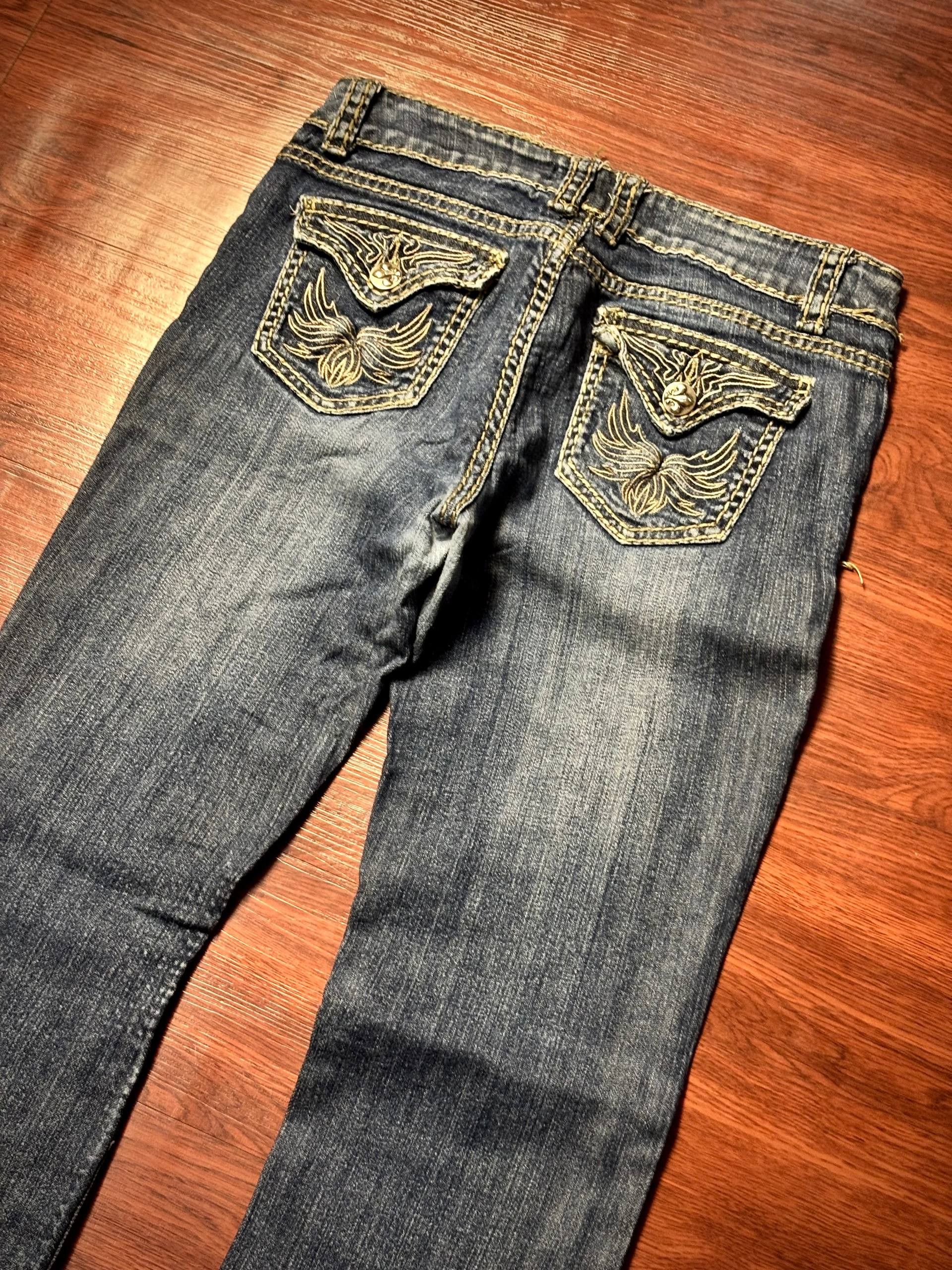 Miss Me Vintage Y2K Miss Chic Phoenix Flap Pocket Flare Denim Pants Size 30" / US 8 / IT 44 - 2 Thumbnail