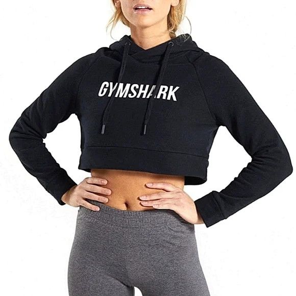 Gymshark Logo Cropped Crest Hoodie Active Athletic Comfy Workout Size S / US 4 / IT 40 - 1 Thumbnail