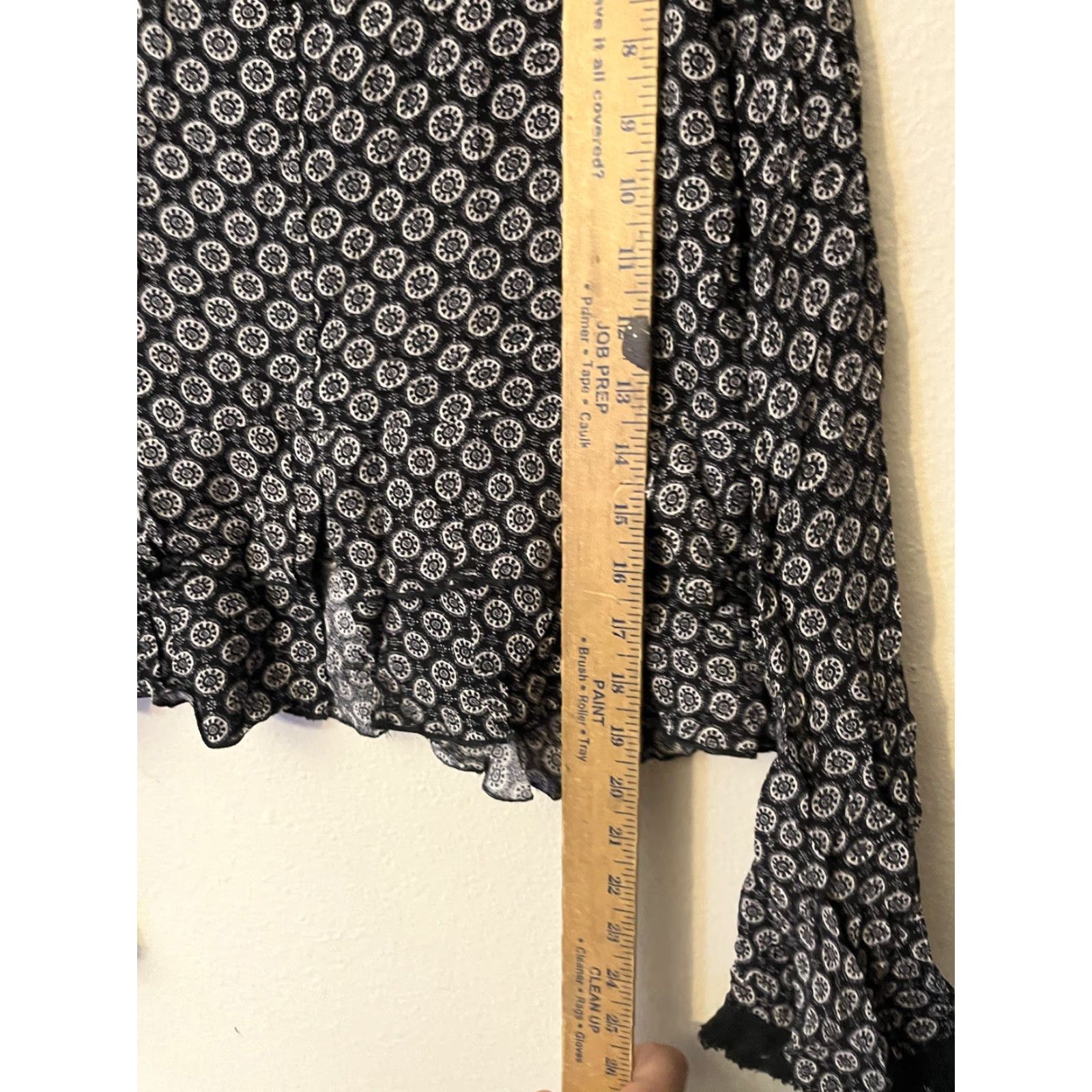 Vintage Havana Vintage Havana Blouse Womens Top Blue Bell Sleeve Floral Knit Rayon M Size Medium - Peasant Style, V-Neck, Drawstring, Casual, Regular Fit Size M / US 6-8 / IT 42-44 - 4 Thumbnail