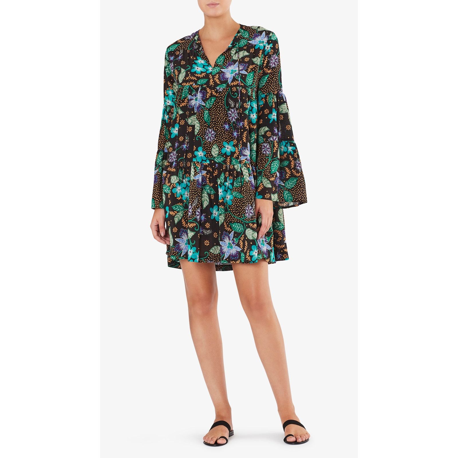 Other New Warm Silk Garden Tiered Floral Boho Mini Dress $450 Size S / US 4 / IT 40 - 8 Thumbnail