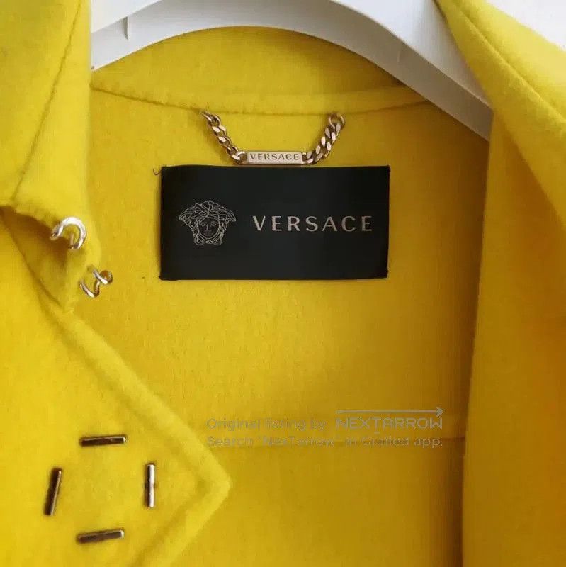 Versace Versace Yellow Cashmere Mid-Length Coat . Size S / US 4 / IT 40 - 4 Thumbnail